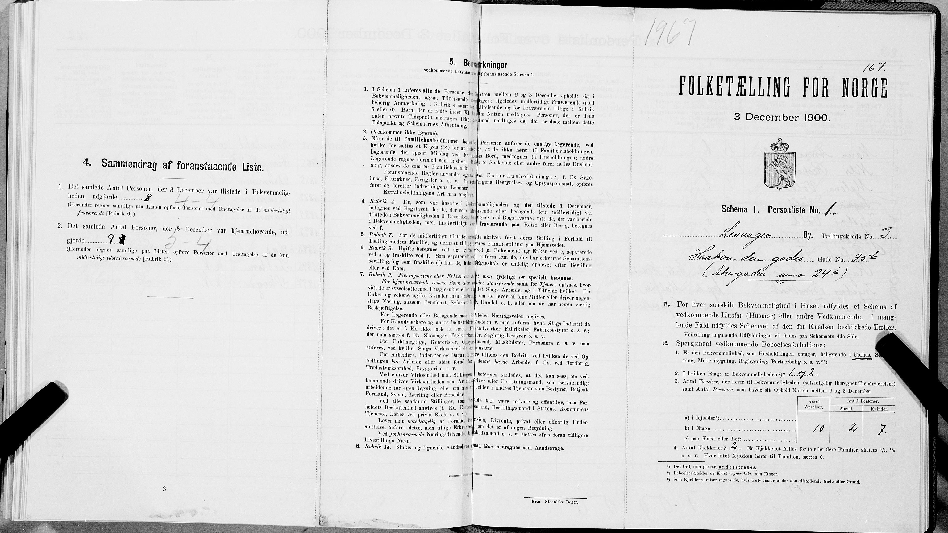 SAT, 1900 census for Levanger, 1900, p. 509