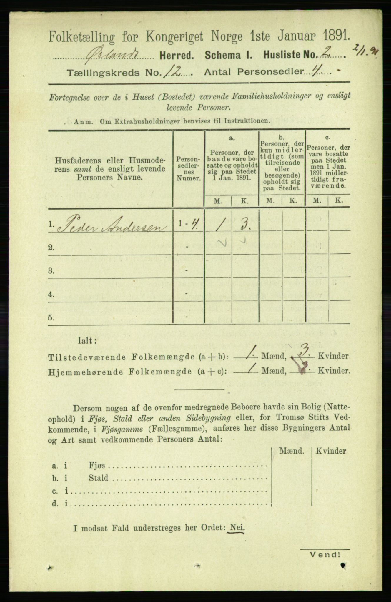 RA, 1891 census for 1621 Ørland, 1891, p. 5175