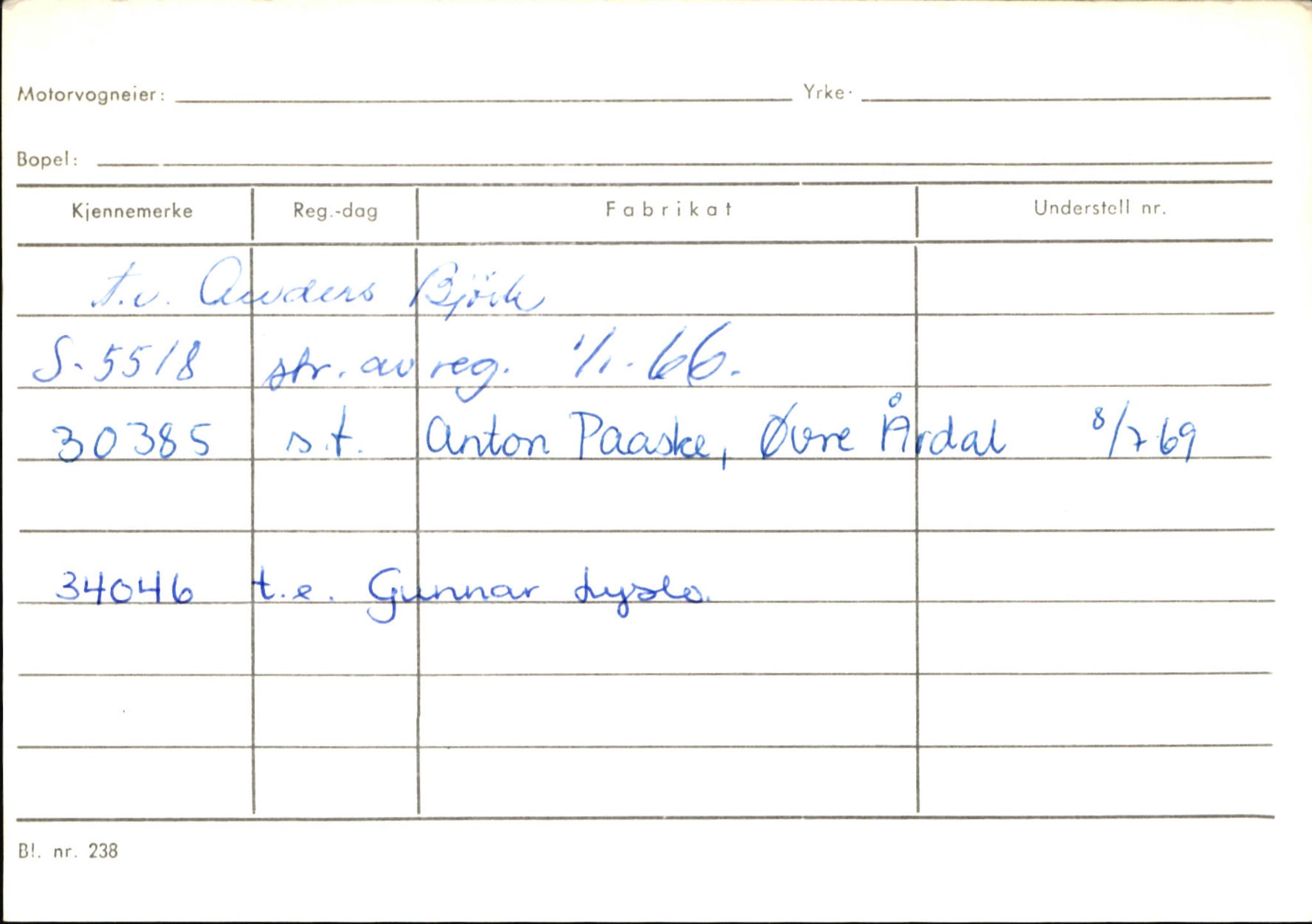 Statens vegvesen, Sogn og Fjordane vegkontor, AV/SAB-A-5301/4/F/L0146: Registerkort Årdal R-Å samt diverse kort, 1945-1975, p. 1295