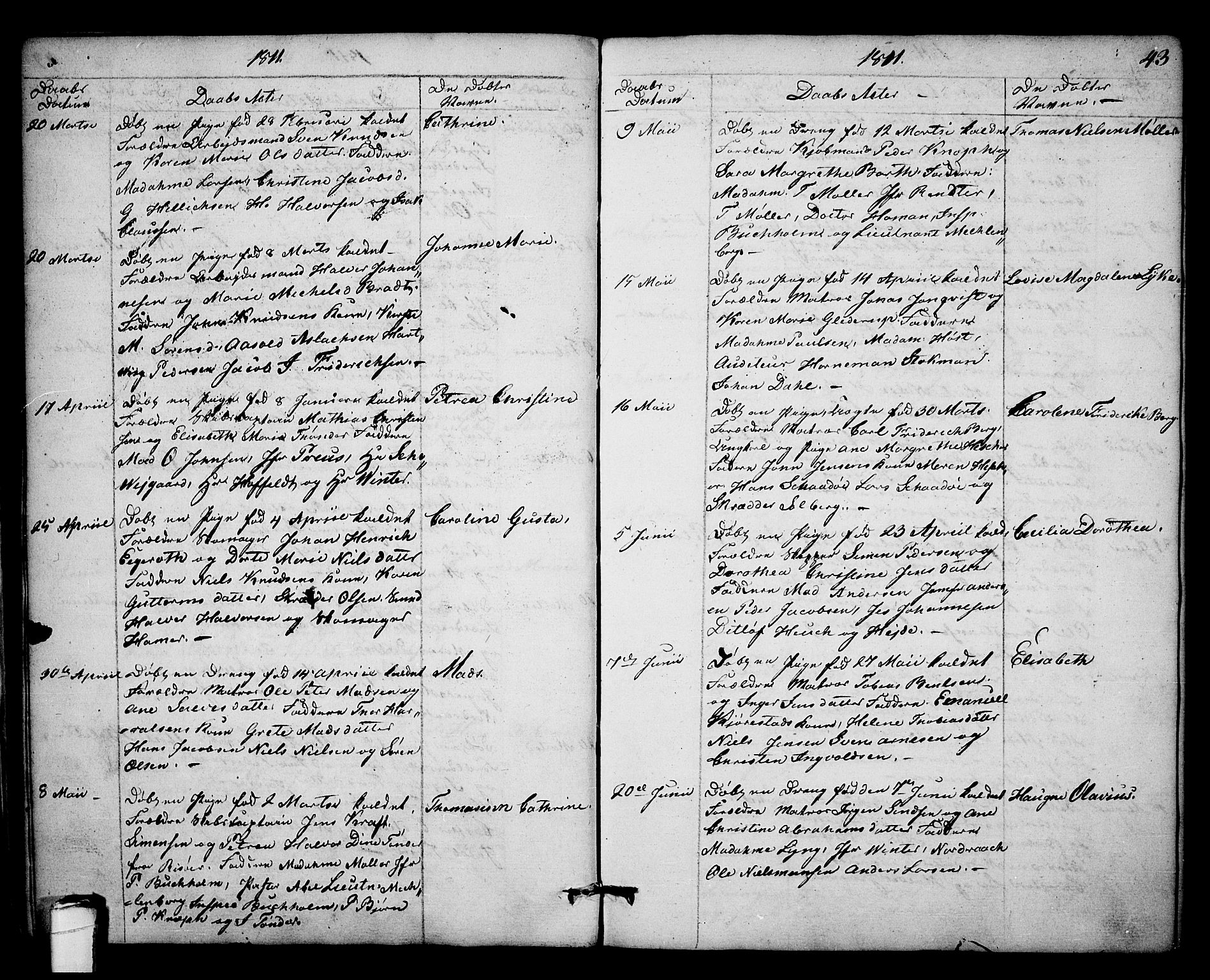 Kragerø kirkebøker, SAKO/A-278/F/Fa/L0003: Parish register (official) no. 3, 1802-1813, p. 43