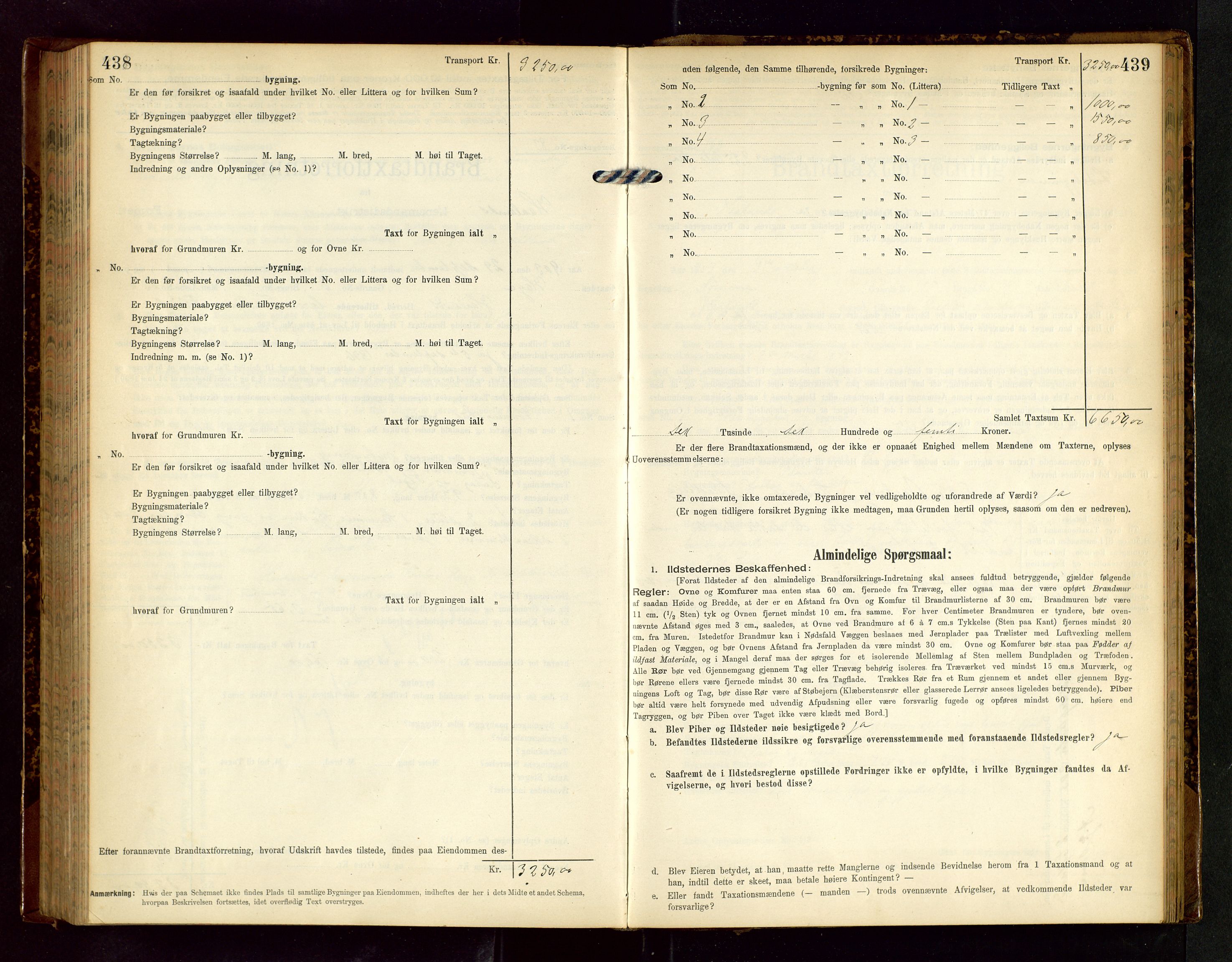 Håland lensmannskontor, AV/SAST-A-100100/Gob/L0002: Branntakstprotokoll - skjematakst. Register i boken., 1902-1906, p. 438-439