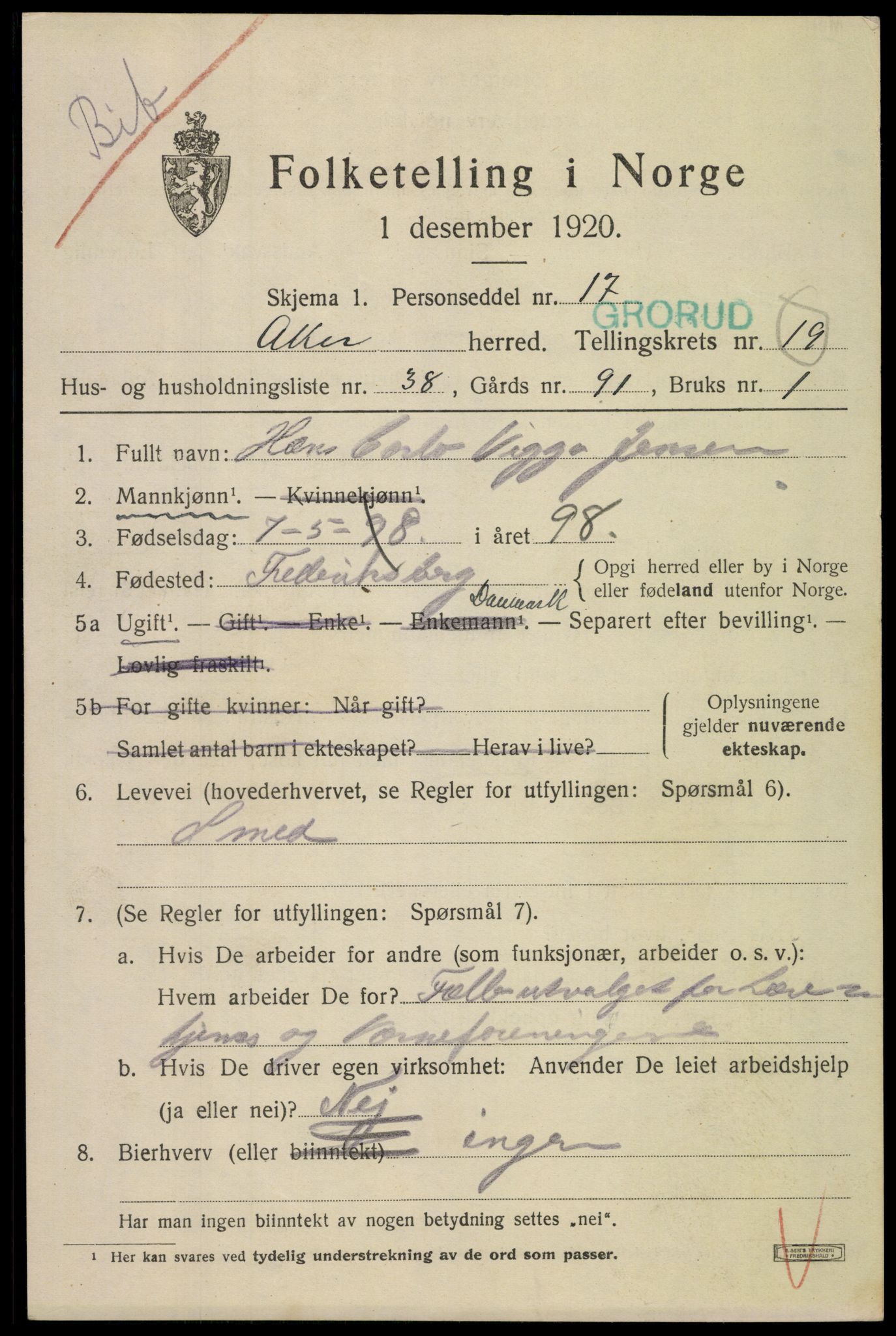 SAO, 1920 census for Aker, 1920, p. 117390