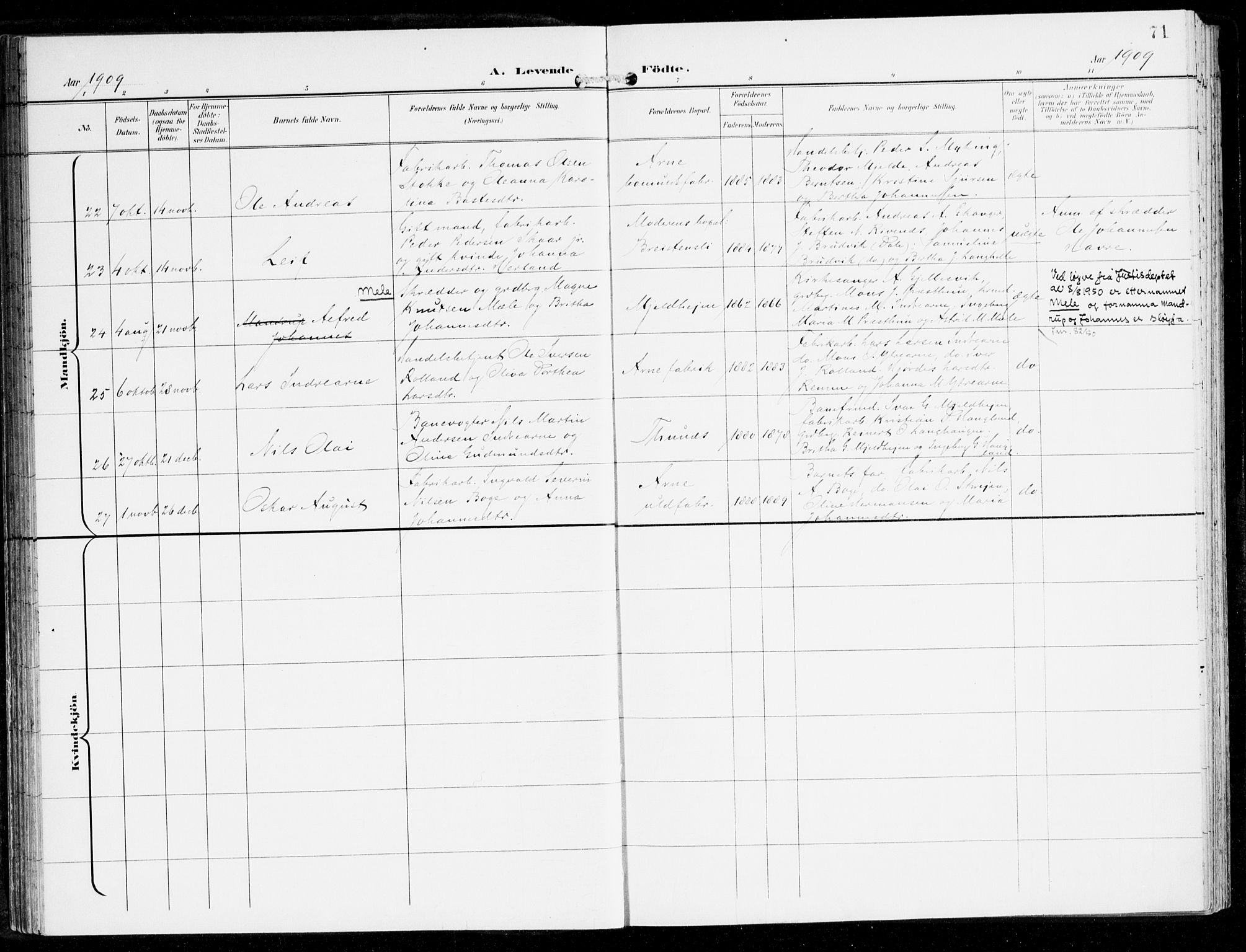 Haus sokneprestembete, AV/SAB-A-75601/H/Haa: Parish register (official) no. D 2, 1899-1912, p. 71