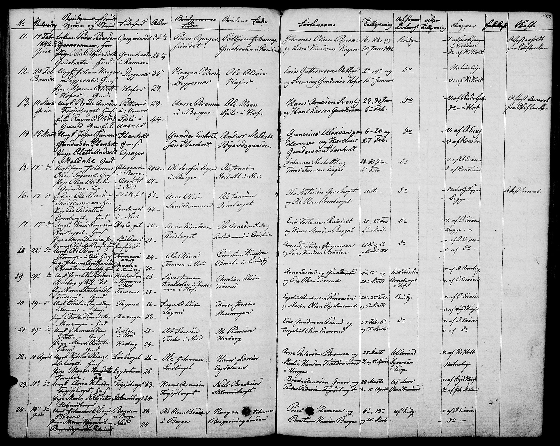 Grue prestekontor, SAH/PREST-036/H/Ha/Haa/L0007: Parish register (official) no. 7, 1830-1847, p. 227