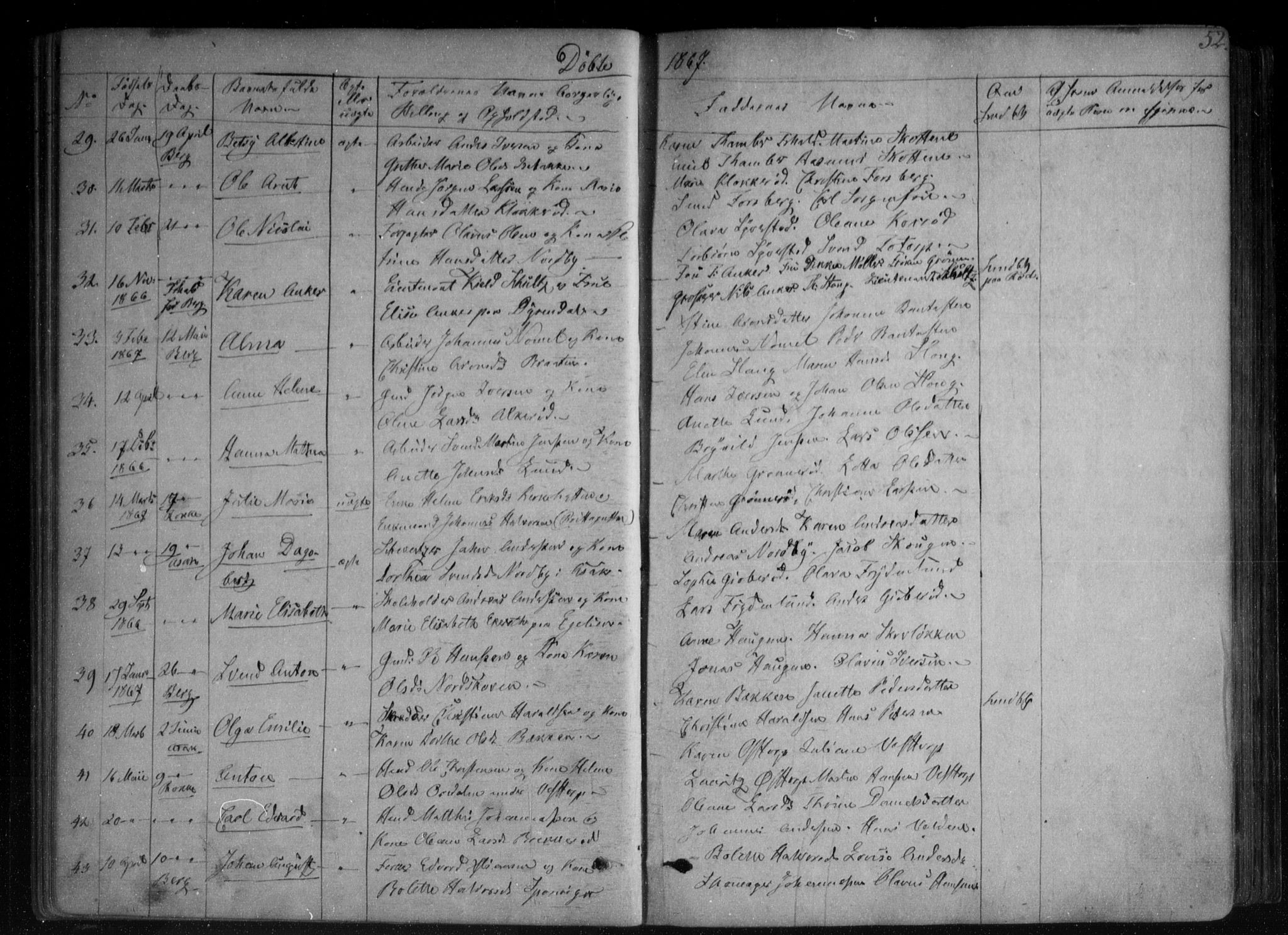 Berg prestekontor Kirkebøker, AV/SAO-A-10902/F/Fa/L0005: Parish register (official) no. I 5, 1861-1877, p. 52