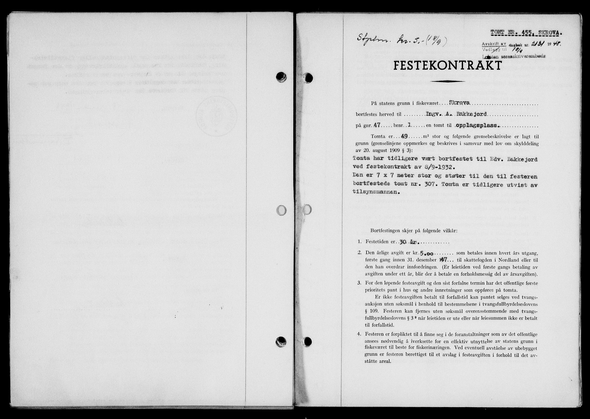 Lofoten sorenskriveri, SAT/A-0017/1/2/2C/L0019a: Mortgage book no. 19a, 1948-1948, Diary no: : 2131/1948