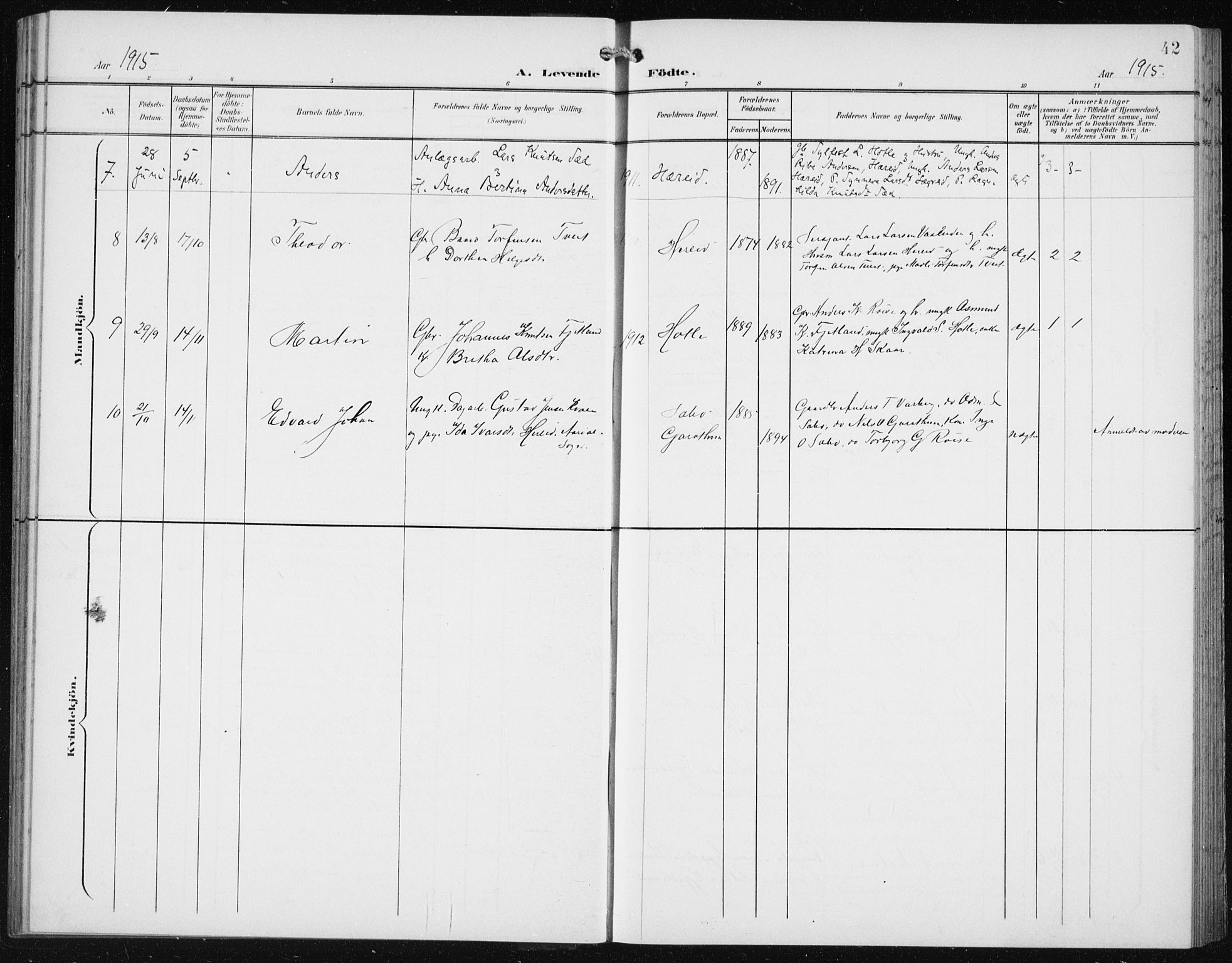 Ullensvang sokneprestembete, AV/SAB-A-78701/H/Hab: Parish register (copy) no. C  3, 1899-1932, p. 42