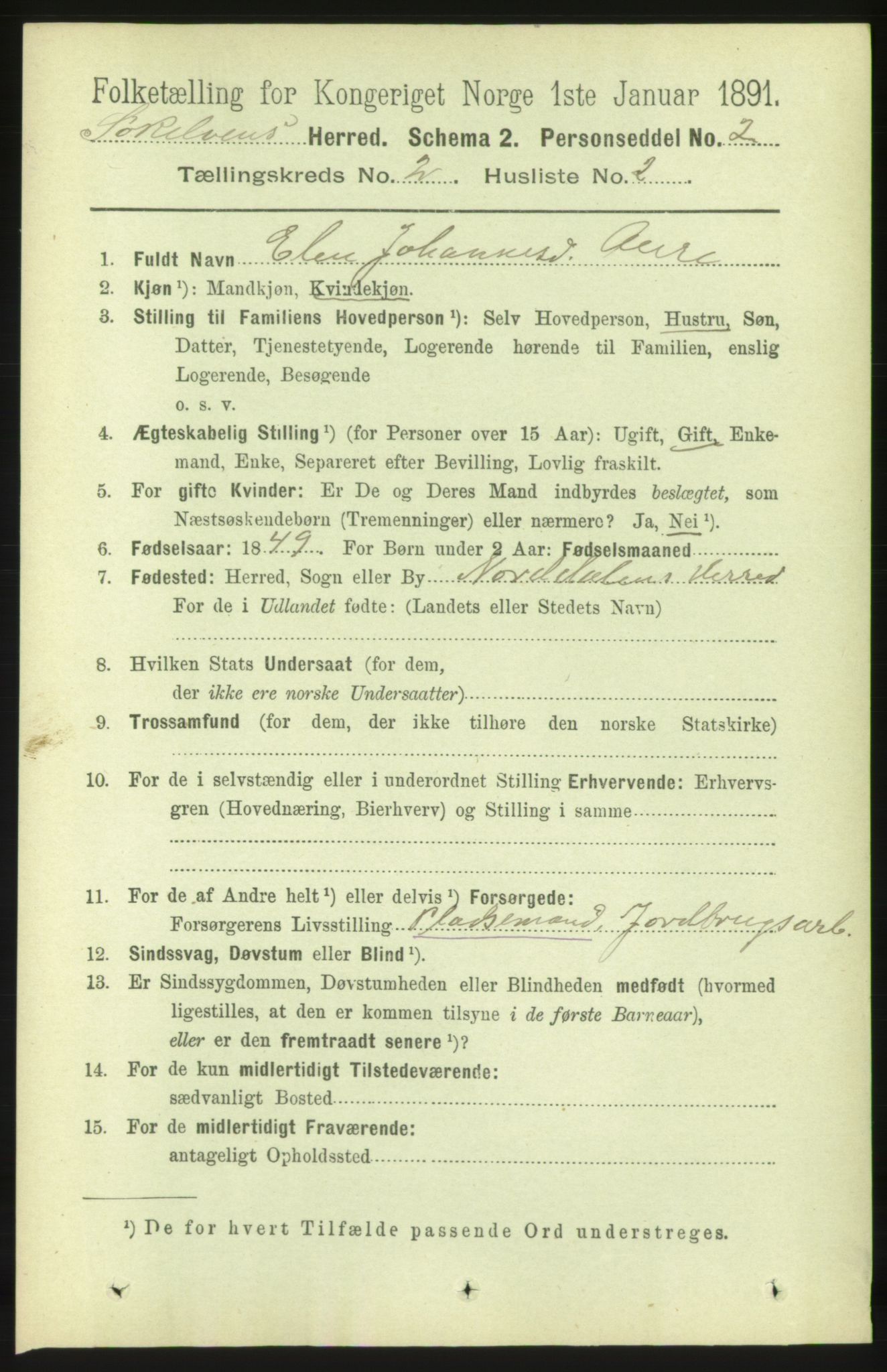 RA, 1891 census for 1528 Sykkylven, 1891, p. 846