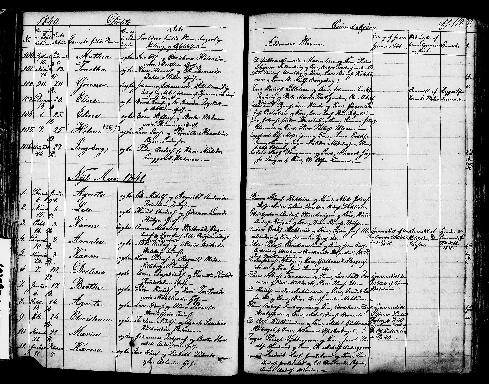 Ringsaker prestekontor, SAH/PREST-014/K/Ka/L0008: Parish register (official) no. 8, 1837-1850, p. 118