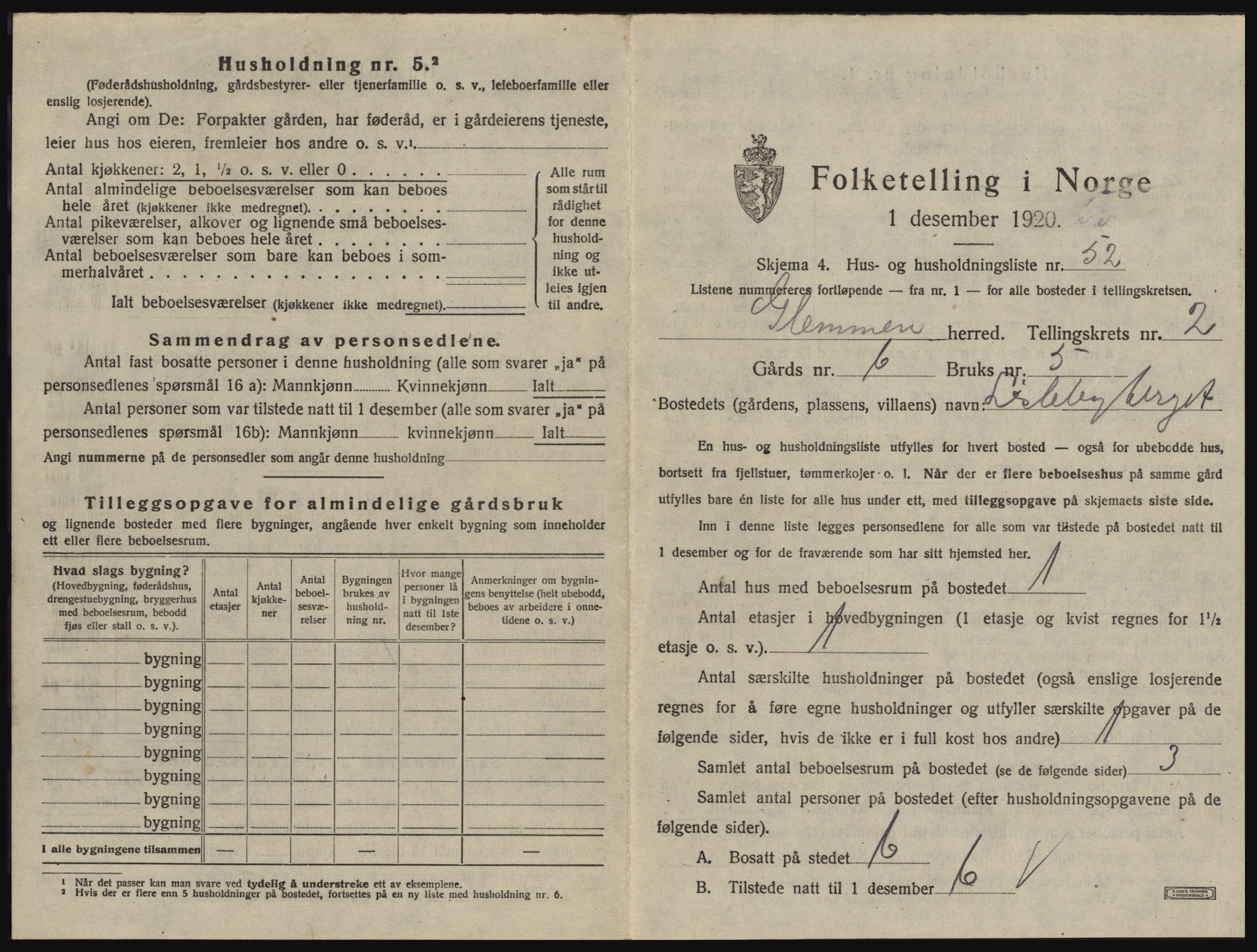 SAO, 1920 census for Glemmen, 1920, p. 301