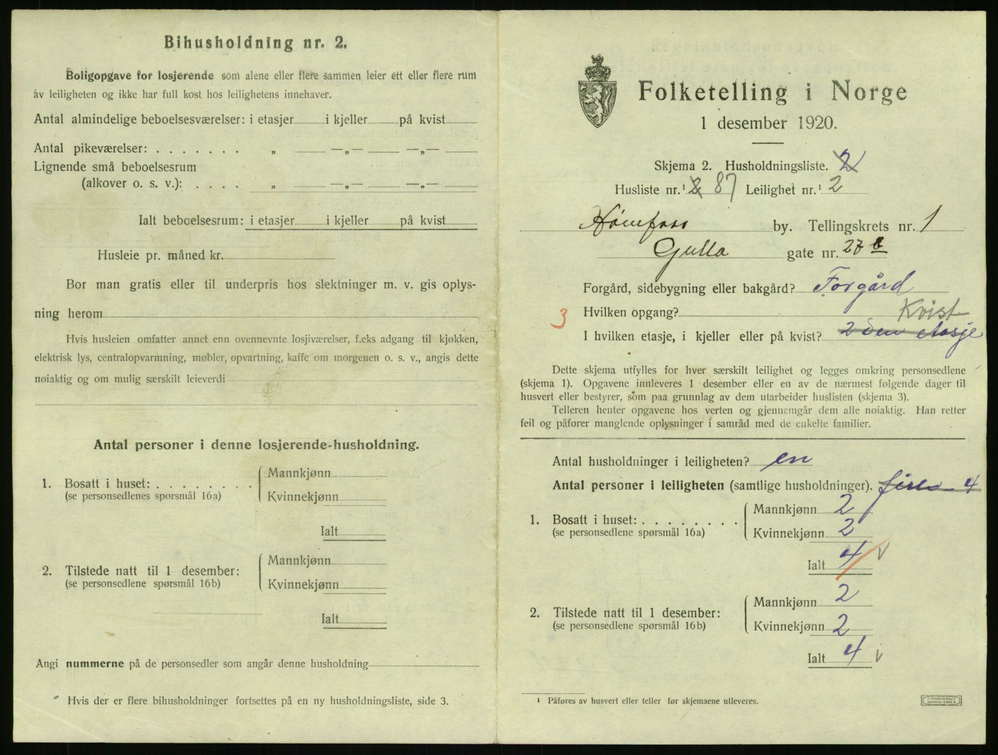 SAKO, 1920 census for Hønefoss, 1920, p. 1148