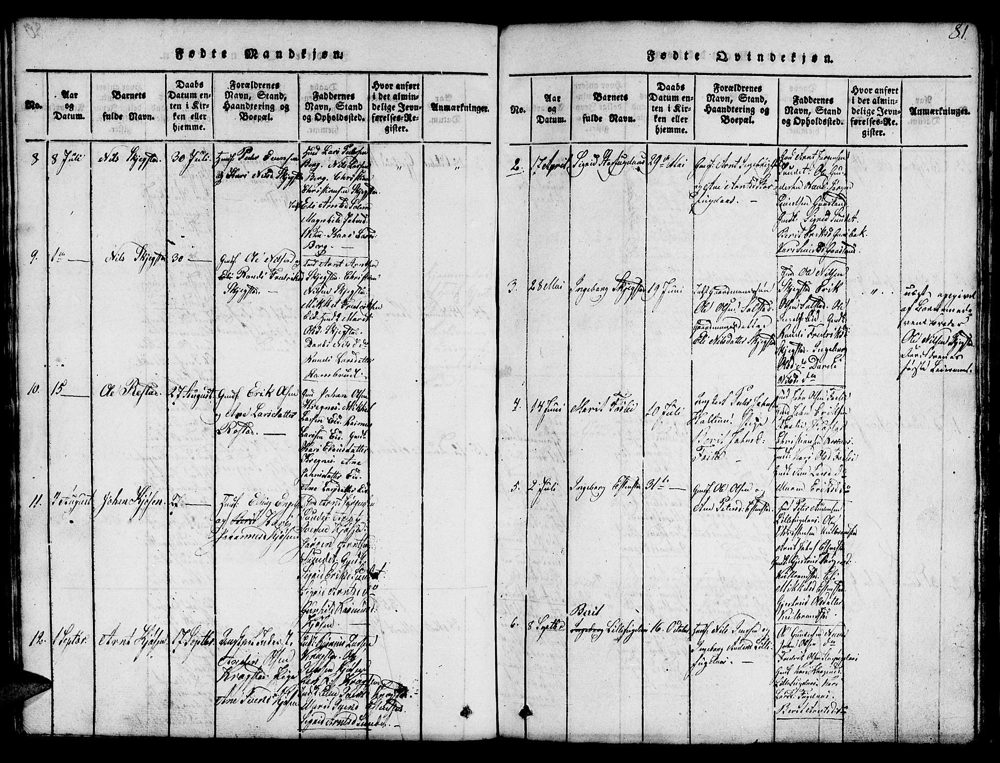 Ministerialprotokoller, klokkerbøker og fødselsregistre - Sør-Trøndelag, SAT/A-1456/694/L1130: Parish register (copy) no. 694C02, 1816-1857, p. 81