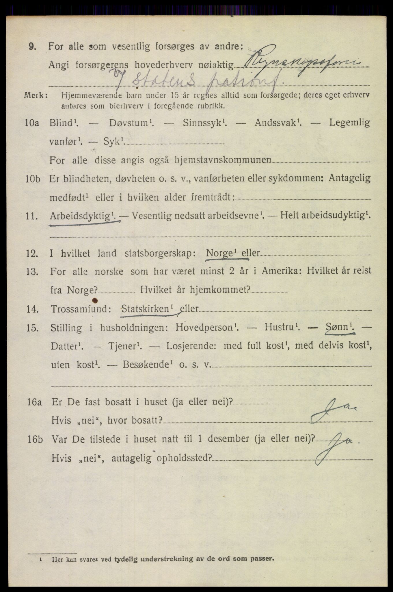 SAH, 1920 census for Vestre Toten, 1920, p. 11645