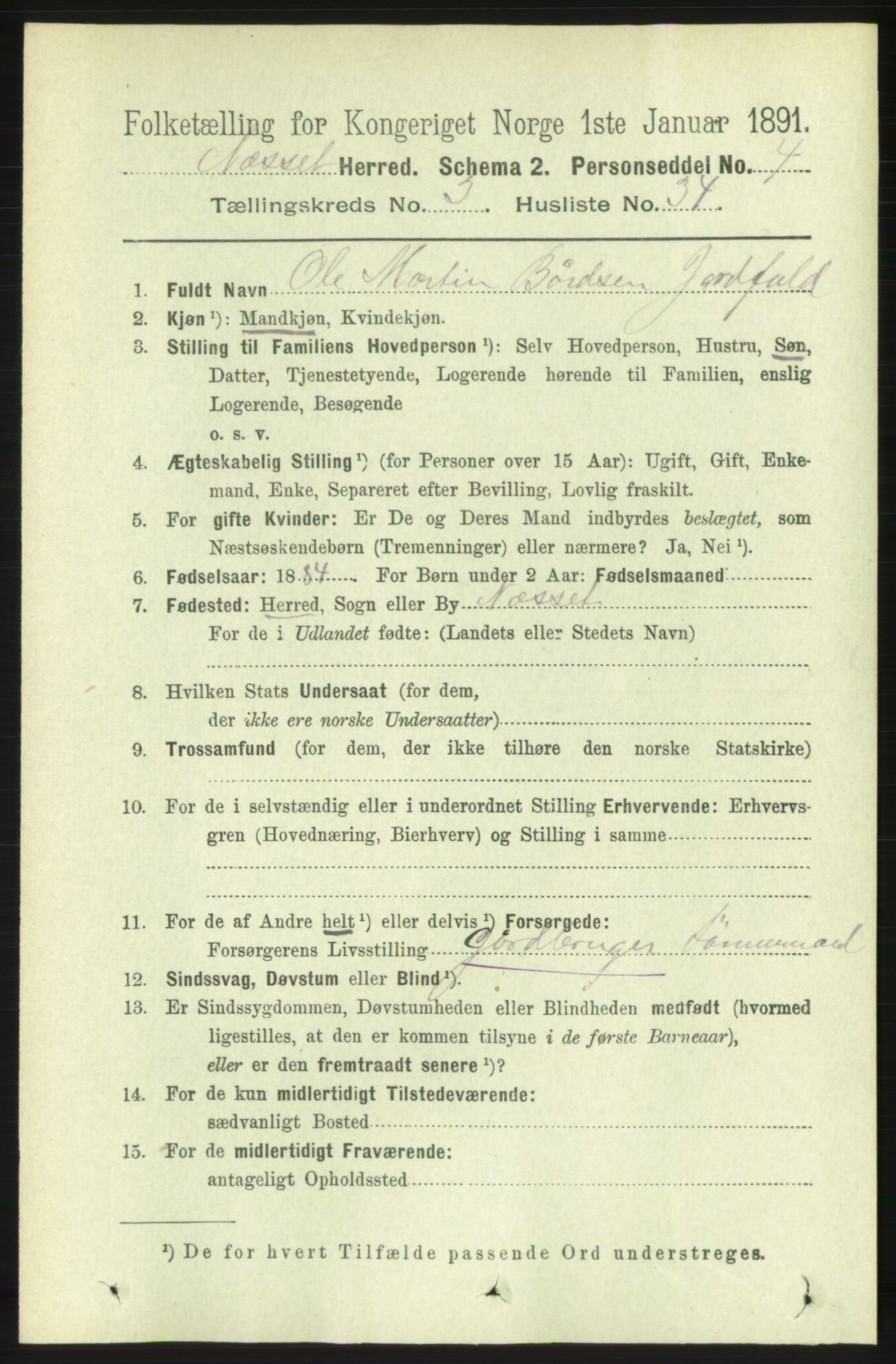 RA, 1891 census for 1543 Nesset, 1891, p. 1331