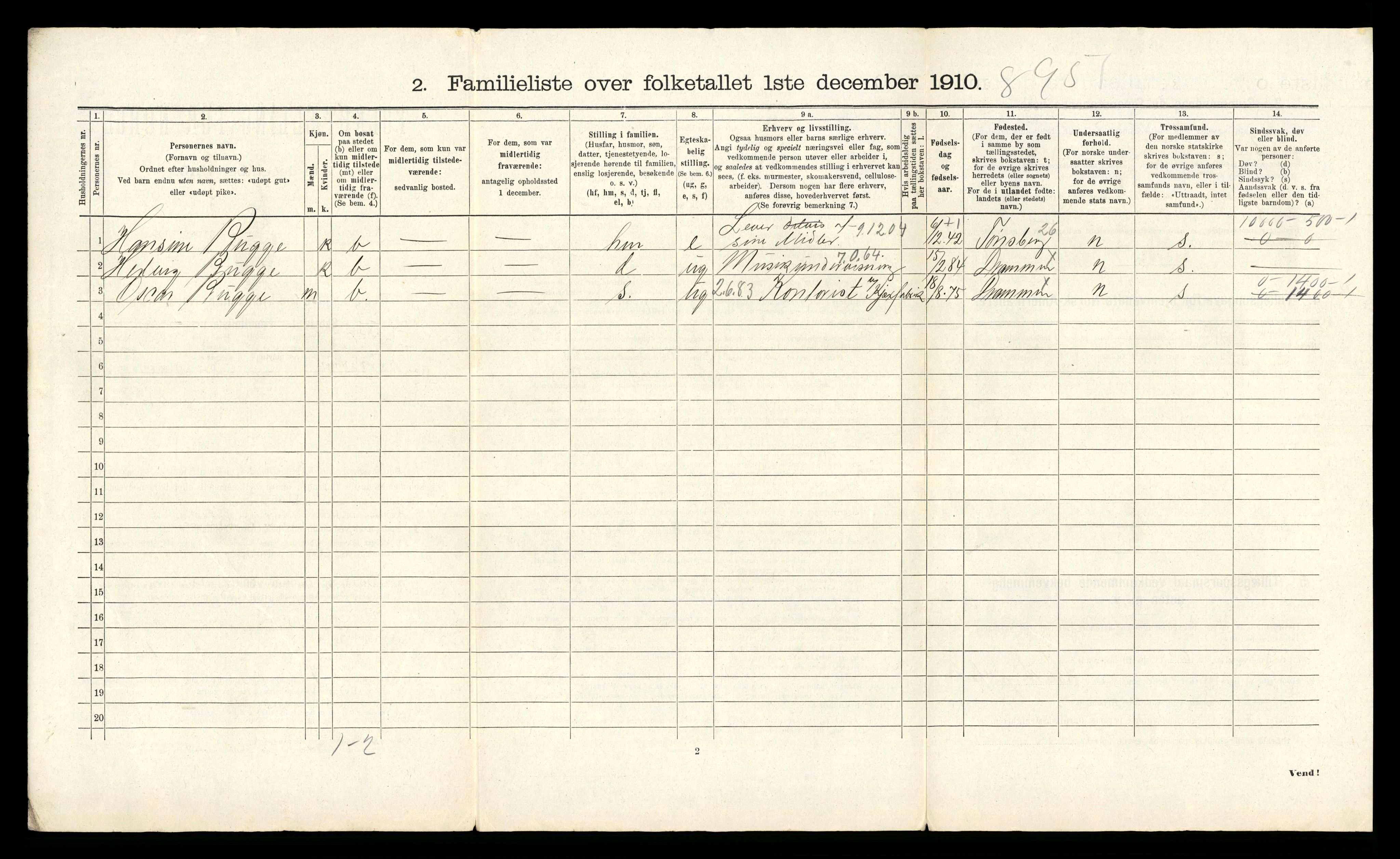 RA, 1910 census for Drammen, 1910, p. 7467