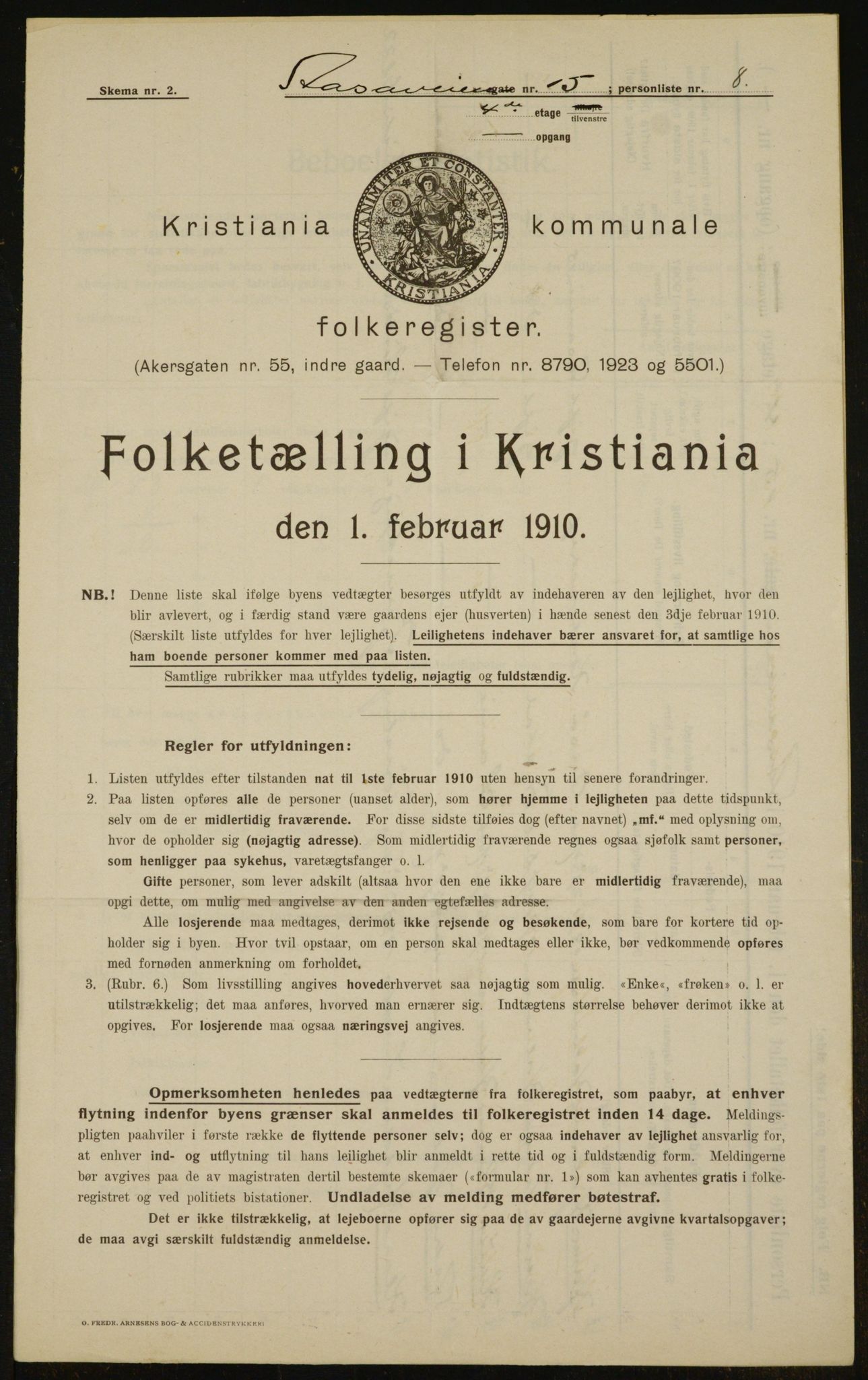 OBA, Municipal Census 1910 for Kristiania, 1910, p. 124275