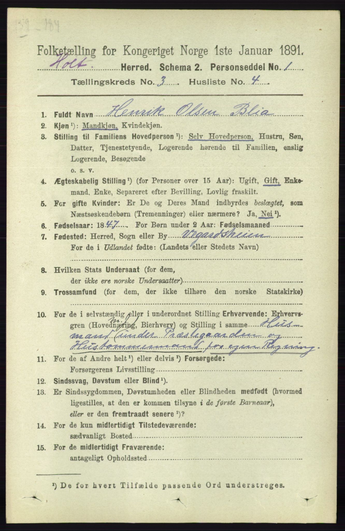 RA, 1891 census for 0914 Holt, 1891, p. 1057