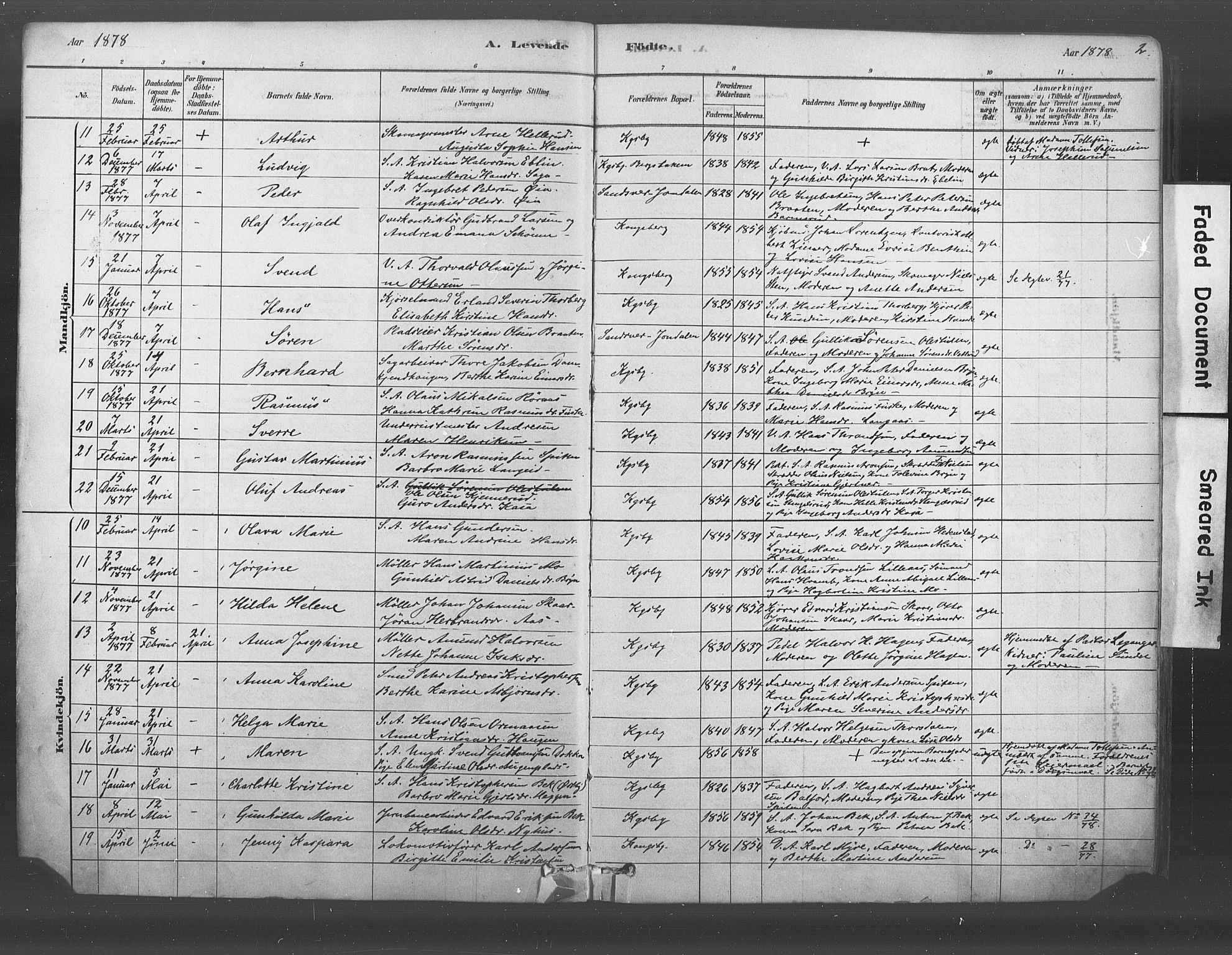 Kongsberg kirkebøker, AV/SAKO-A-22/F/Fb/L0001: Parish register (official) no. II 1, 1878-1886, p. 2