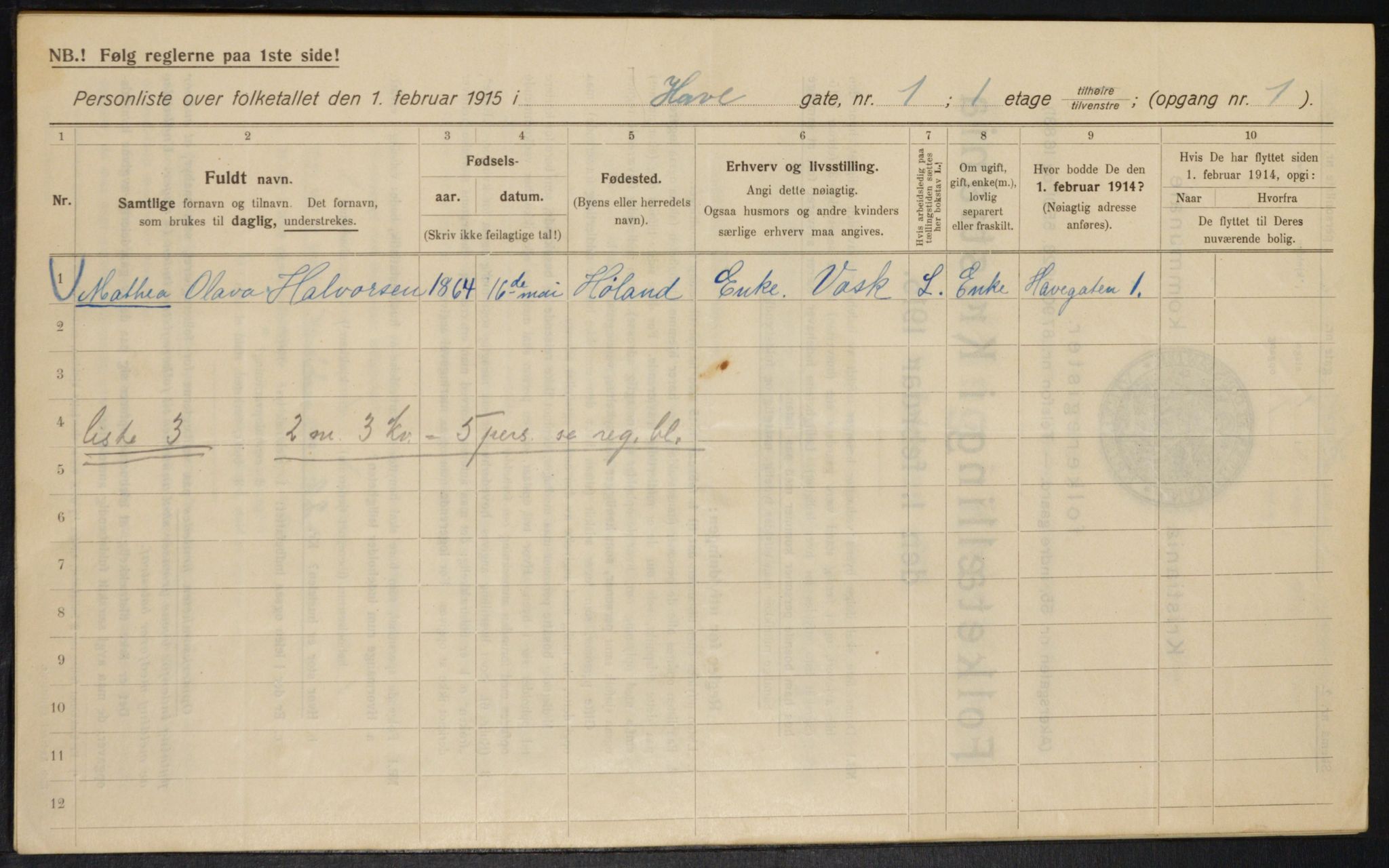 OBA, Municipal Census 1915 for Kristiania, 1915, p. 32942