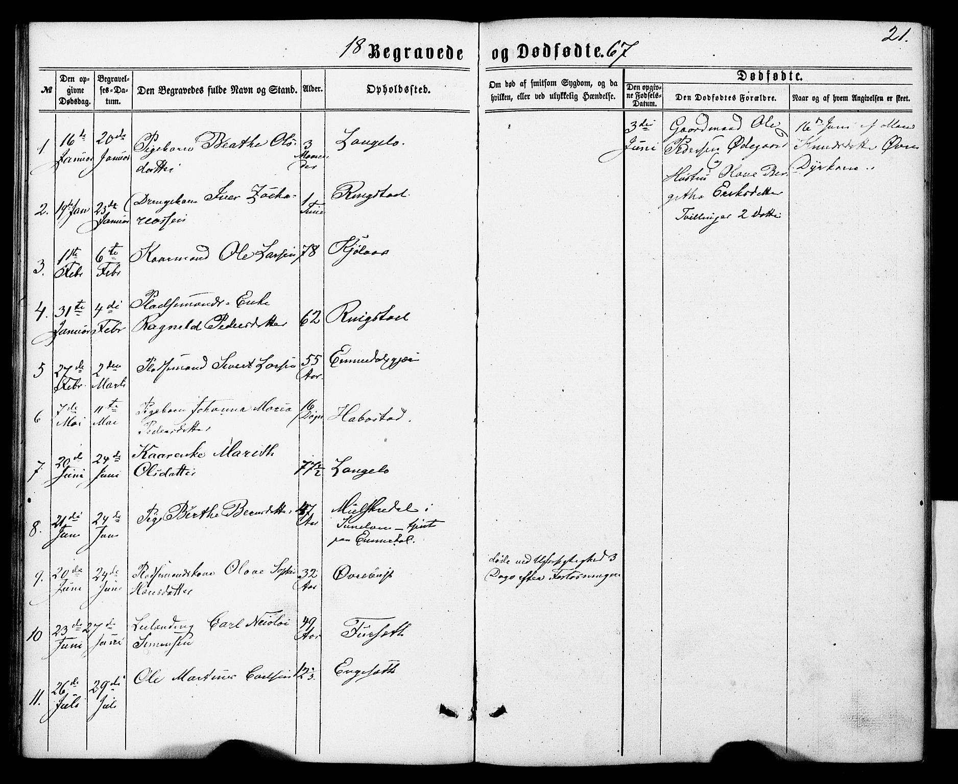 Ministerialprotokoller, klokkerbøker og fødselsregistre - Møre og Romsdal, AV/SAT-A-1454/520/L0282: Parish register (official) no. 520A11, 1862-1881, p. 21