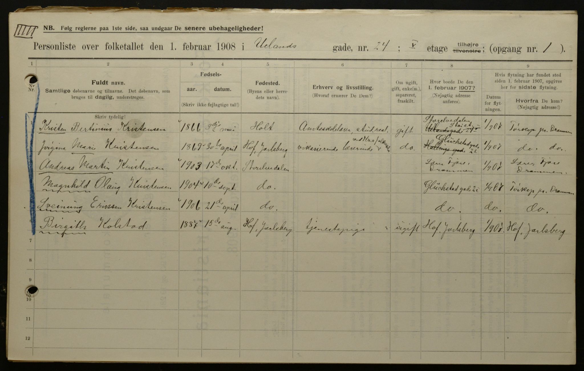 OBA, Municipal Census 1908 for Kristiania, 1908, p. 106587