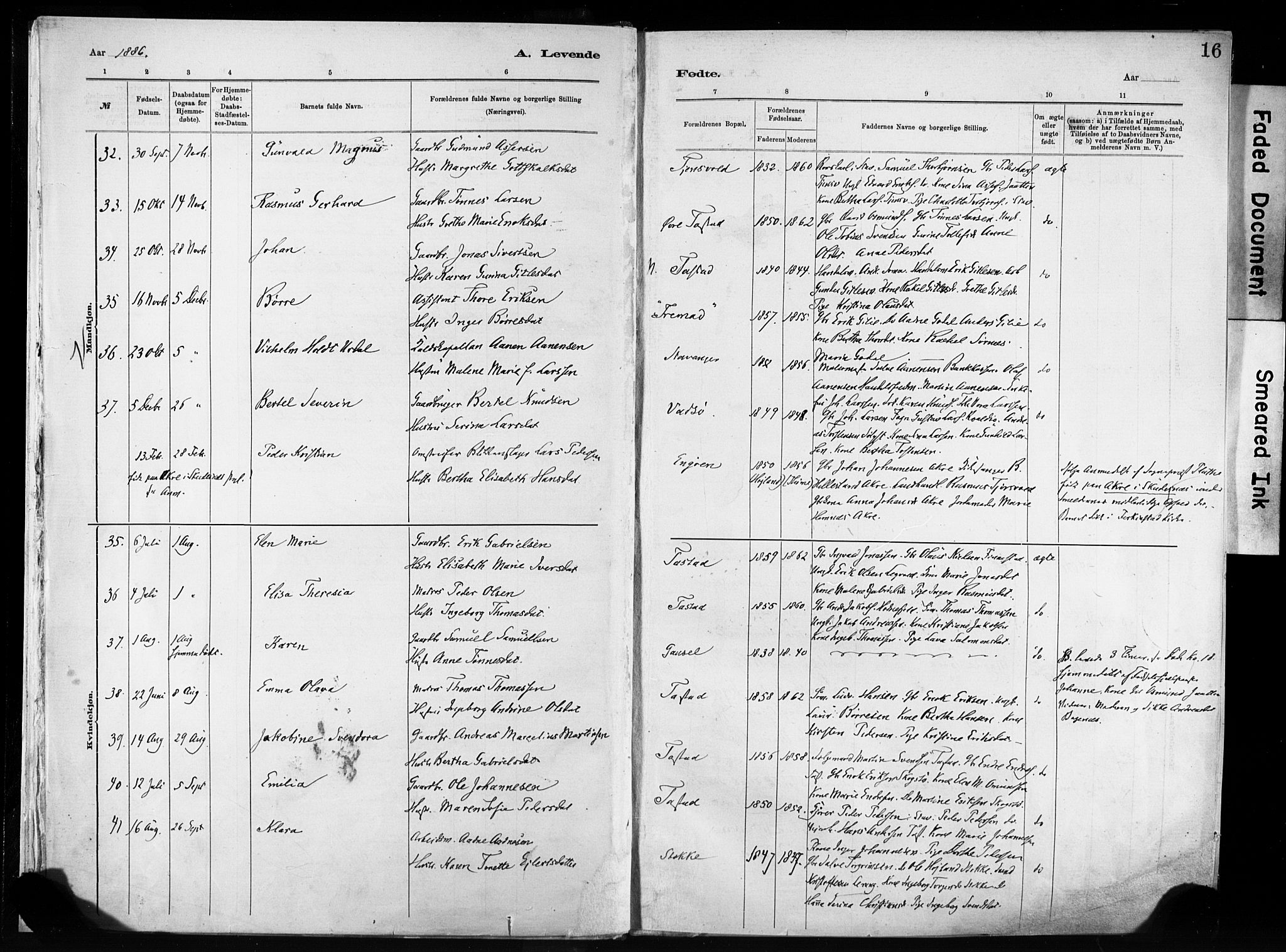 Hetland sokneprestkontor, SAST/A-101826/30/30BA/L0011: Parish register (official) no. A 11, 1884-1911, p. 16