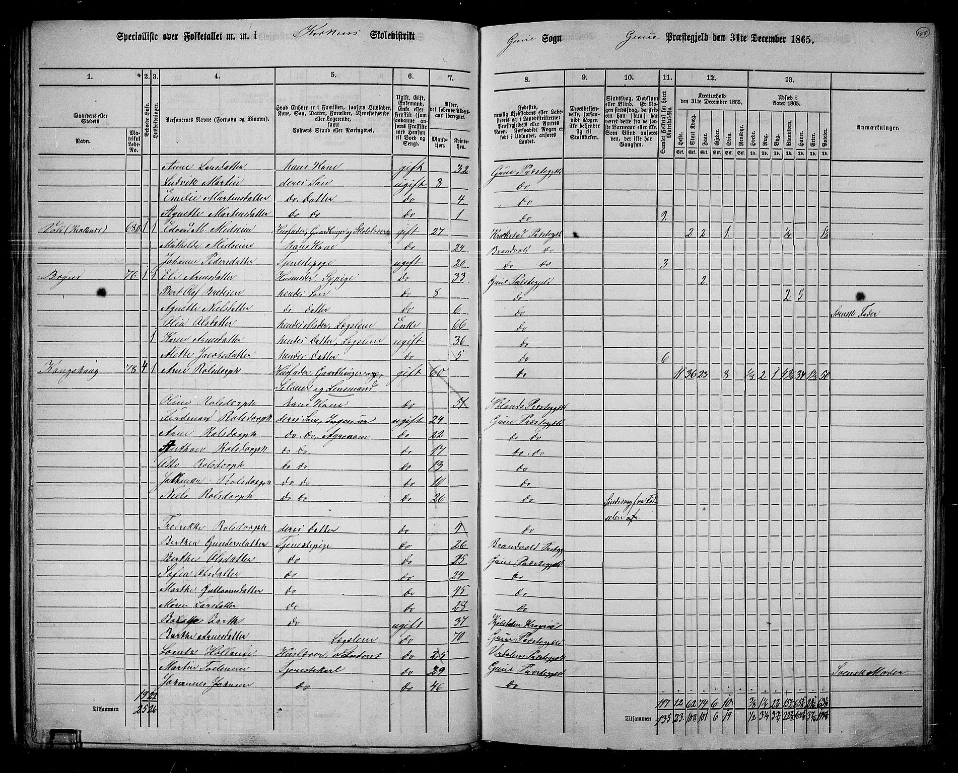 RA, 1865 census for Grue, 1865, p. 89