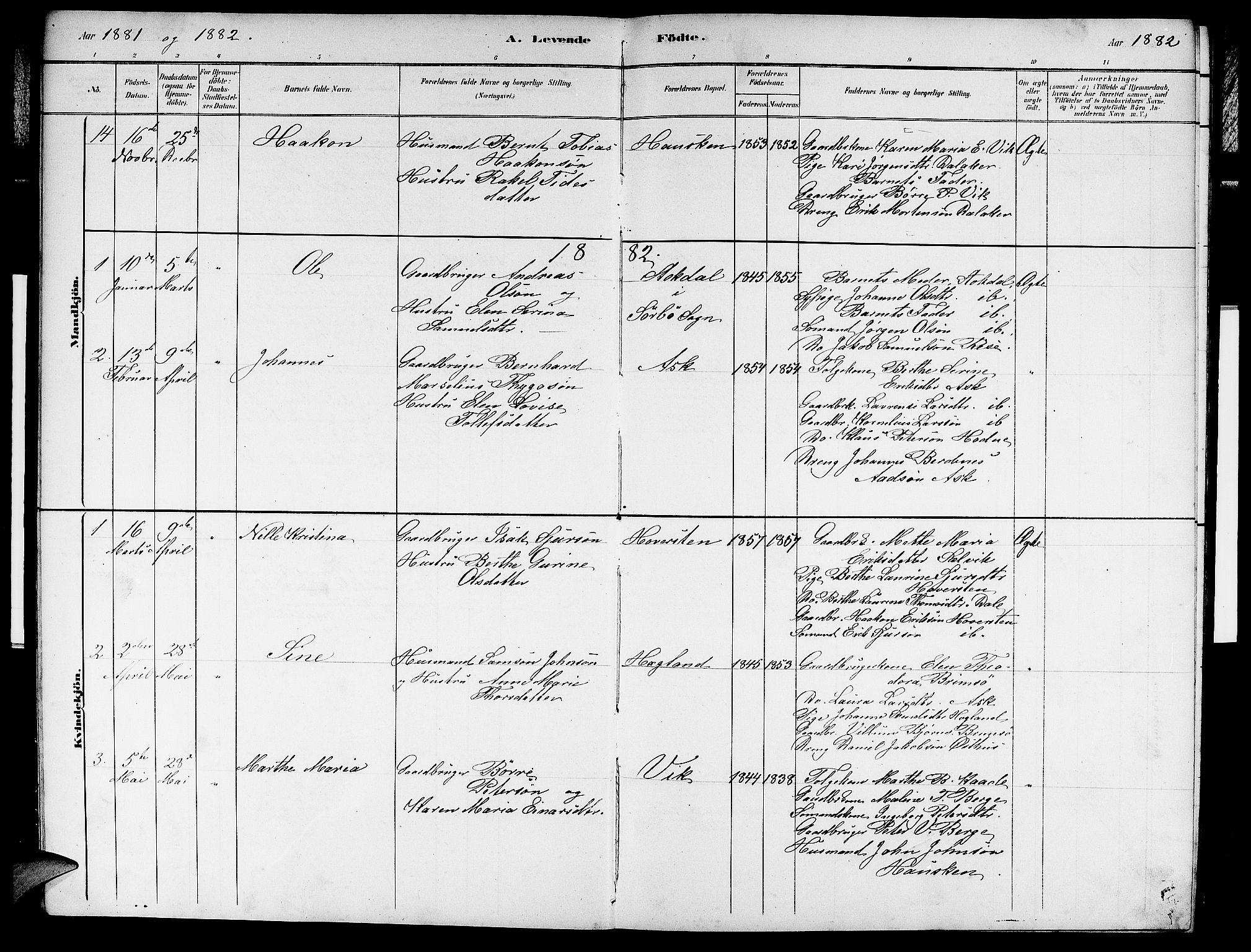 Rennesøy sokneprestkontor, SAST/A -101827/H/Ha/Hab/L0007: Parish register (copy) no. B 7, 1881-1890