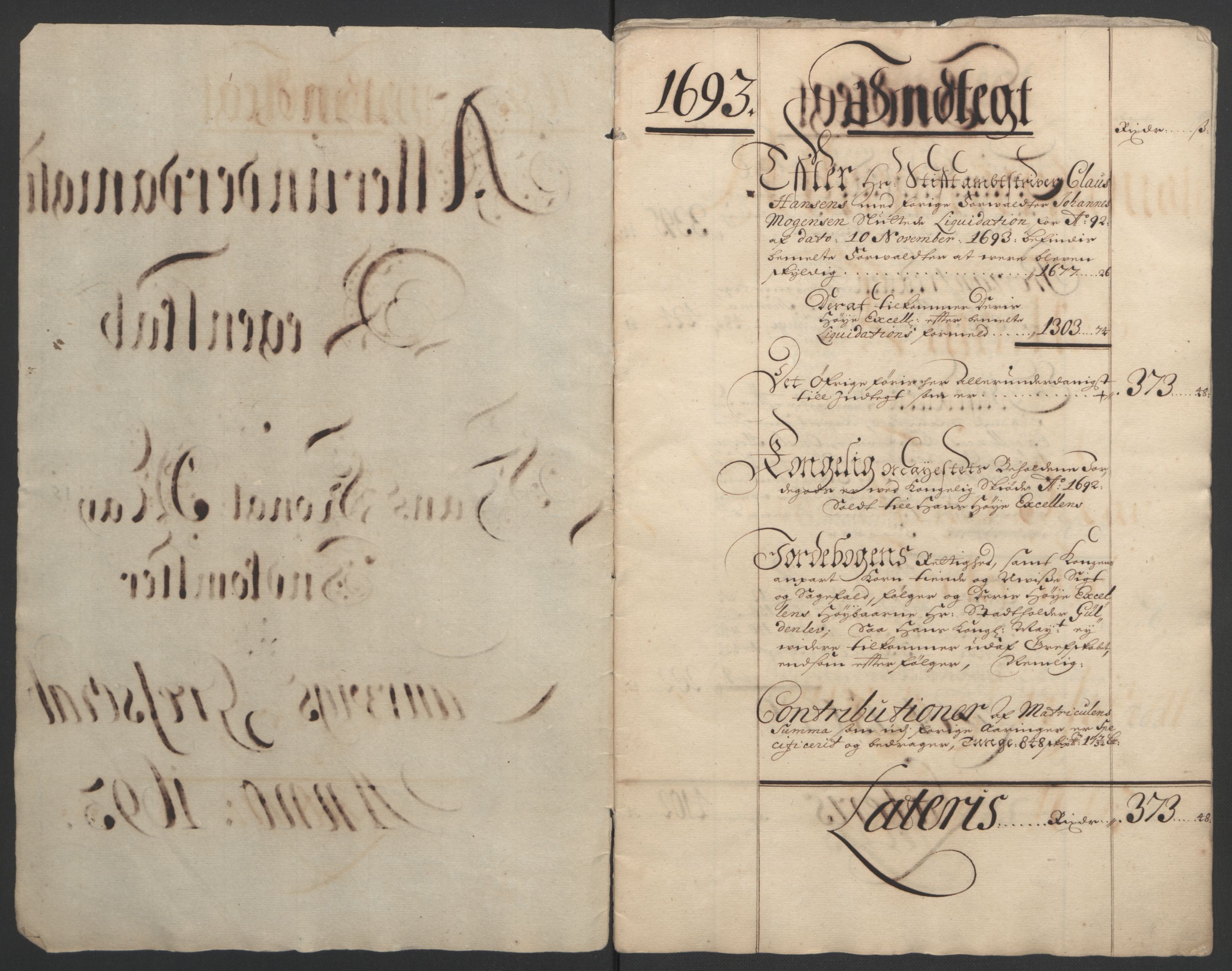 Rentekammeret inntil 1814, Reviderte regnskaper, Fogderegnskap, AV/RA-EA-4092/R33/L1974: Fogderegnskap Larvik grevskap, 1693-1695, p. 4