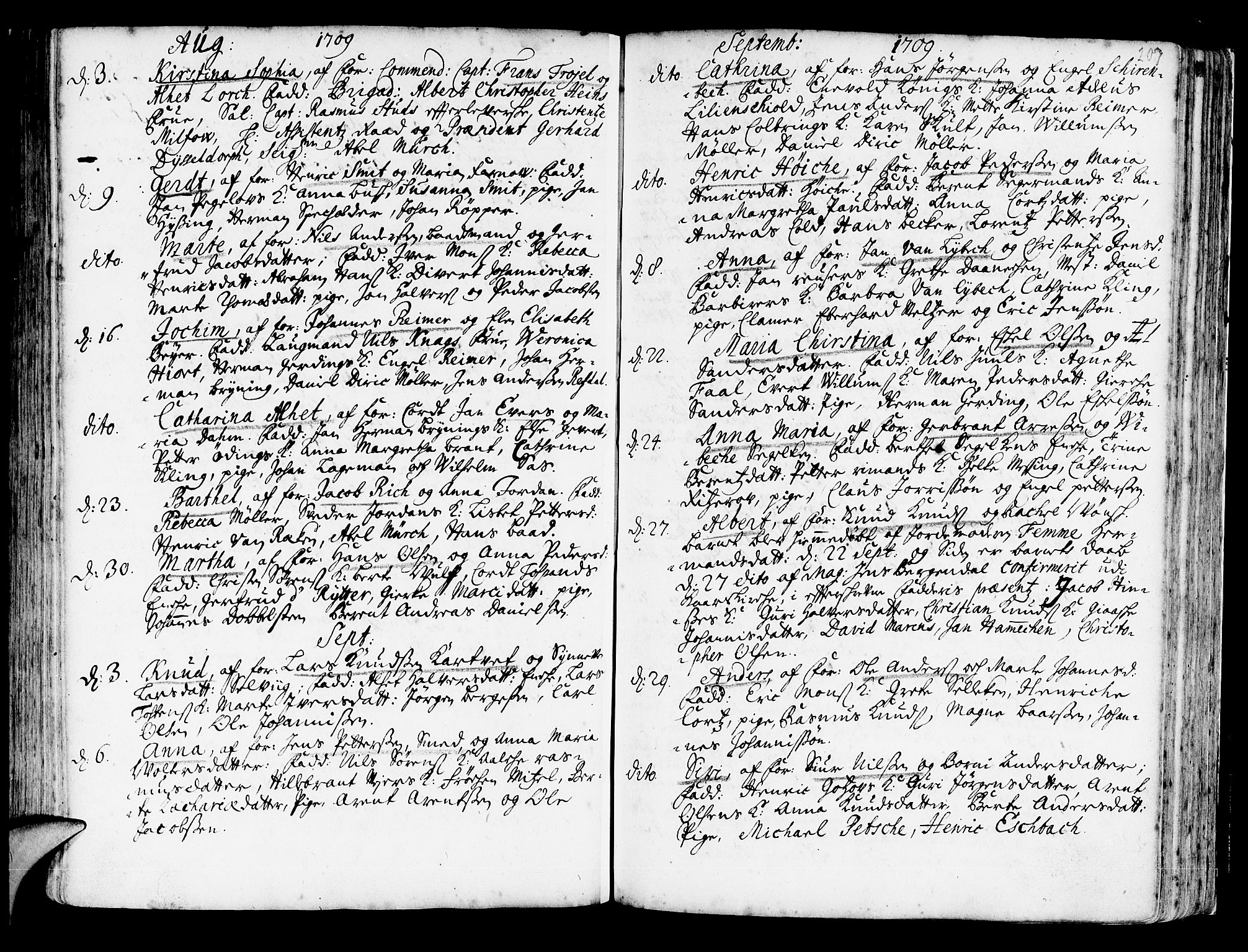 Korskirken sokneprestembete, SAB/A-76101/H/Haa/L0003: Parish register (official) no. A 3, 1698-1719, p. 207