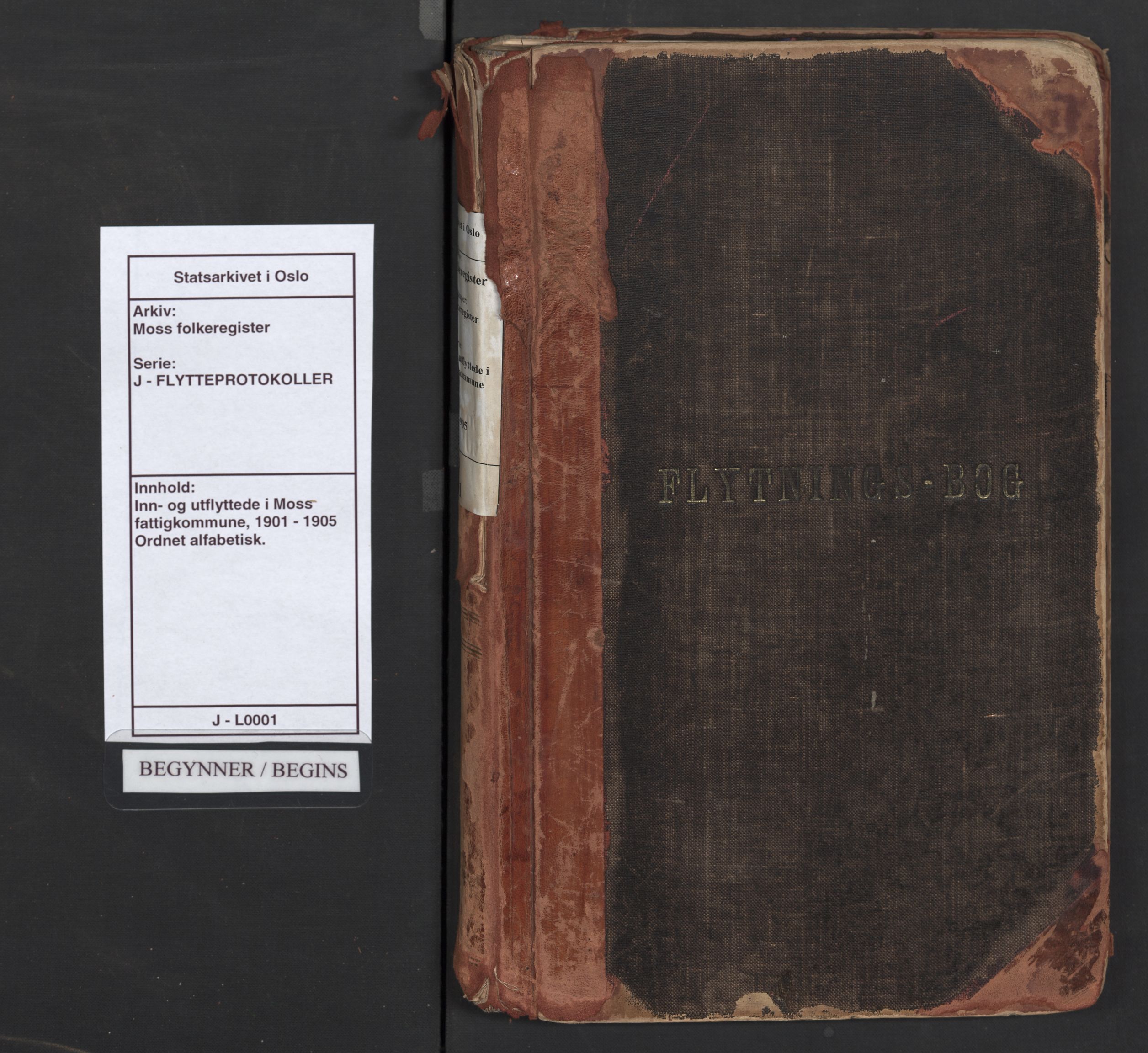 Moss folkeregister, SAO/A-10020/J/L0001: Inn- og utflyttede i Moss fattigkommune, 1901-1905