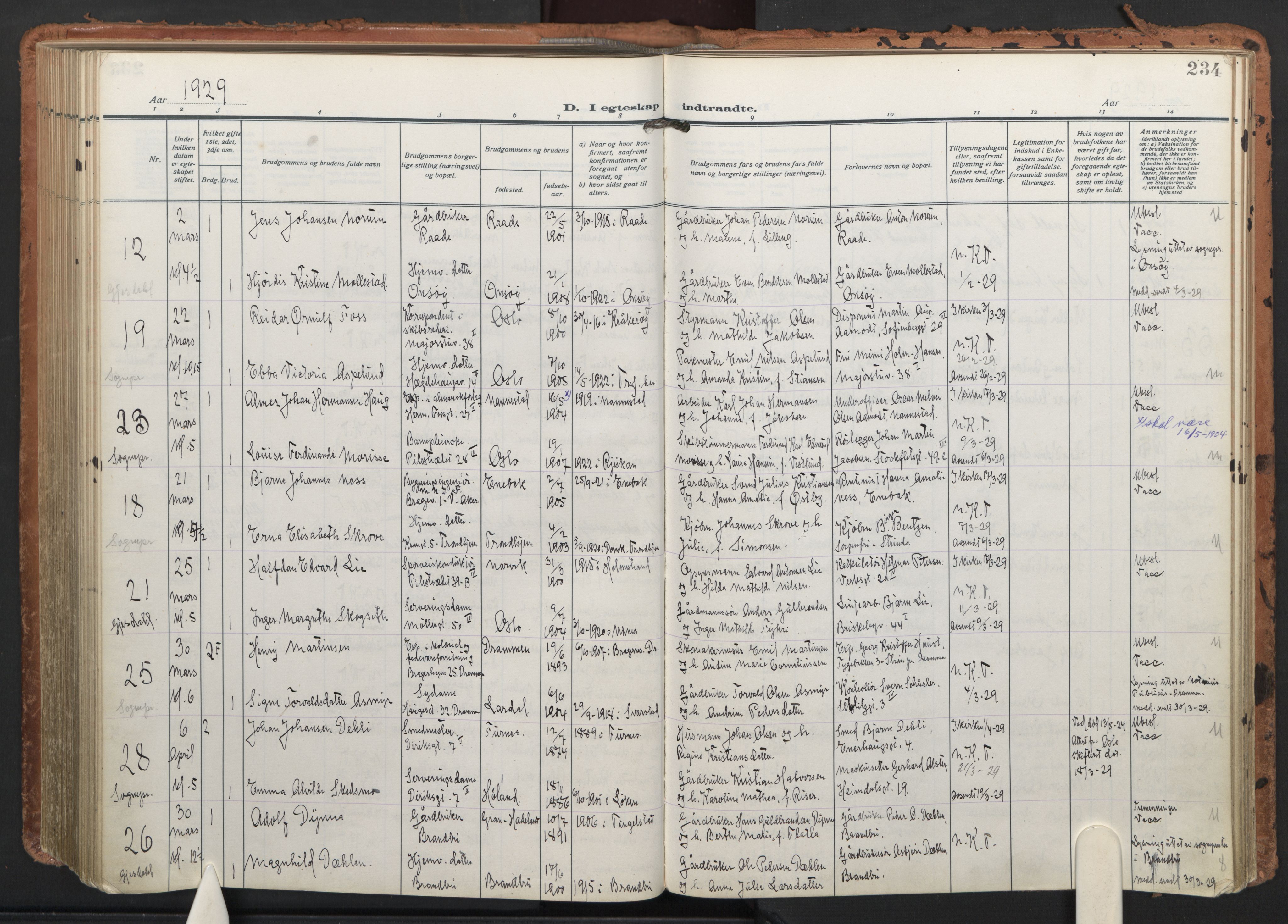 Trefoldighet prestekontor Kirkebøker, AV/SAO-A-10882/F/Fc/L0008: Parish register (official) no. III 8, 1920-1932, p. 234