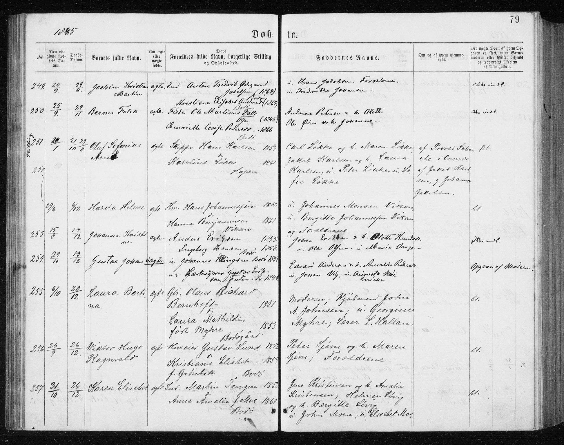 Ministerialprotokoller, klokkerbøker og fødselsregistre - Nordland, AV/SAT-A-1459/801/L0031: Parish register (copy) no. 801C06, 1883-1887, p. 79