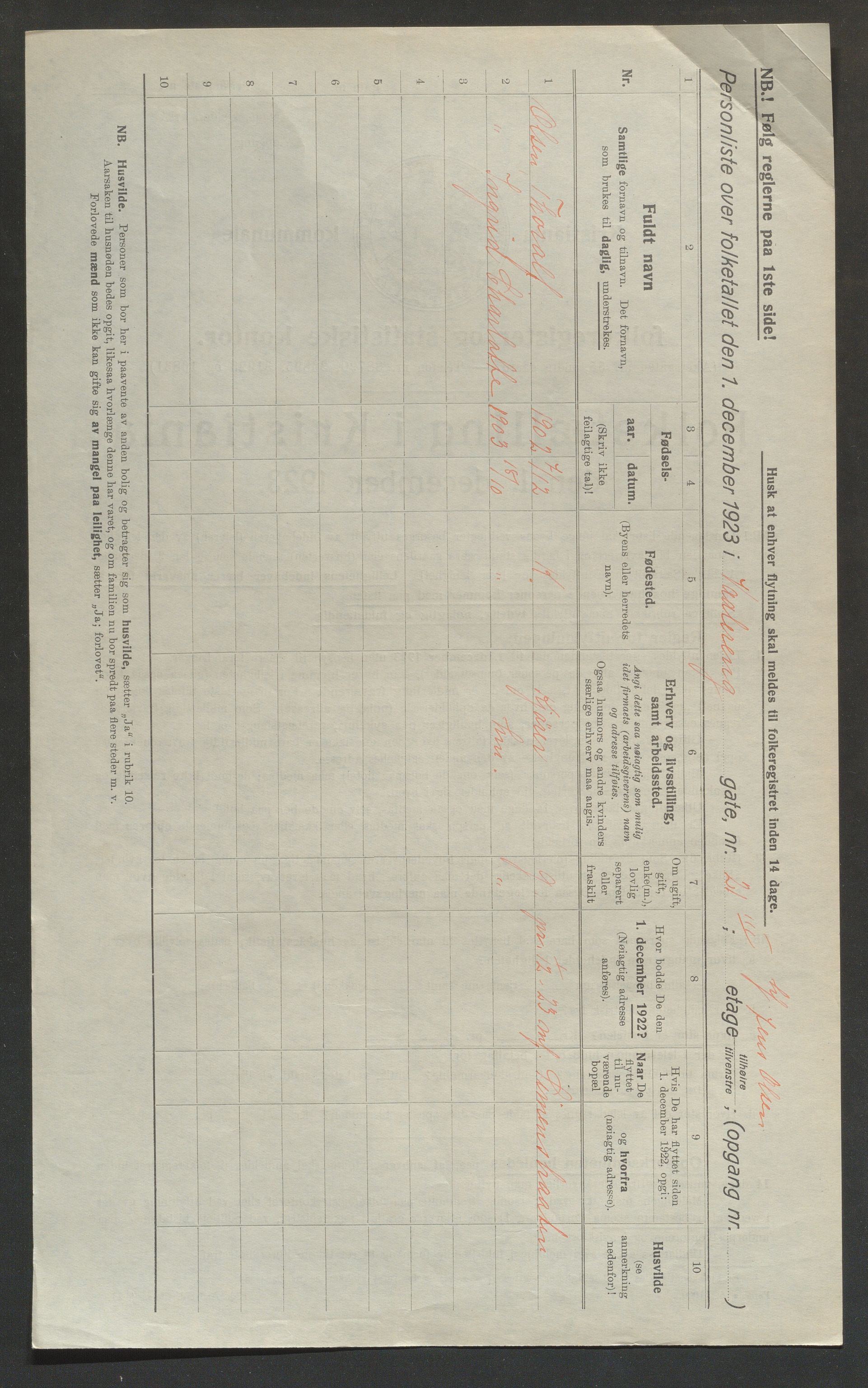 OBA, Municipal Census 1923 for Kristiania, 1923, p. 139032