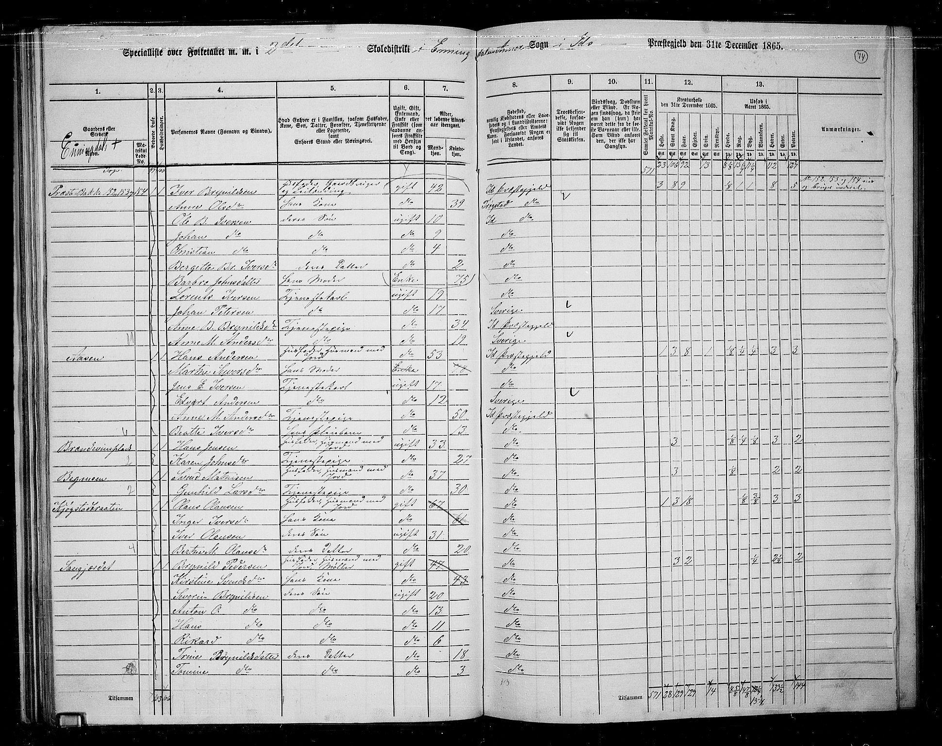 RA, 1865 census for Idd, 1865, p. 66