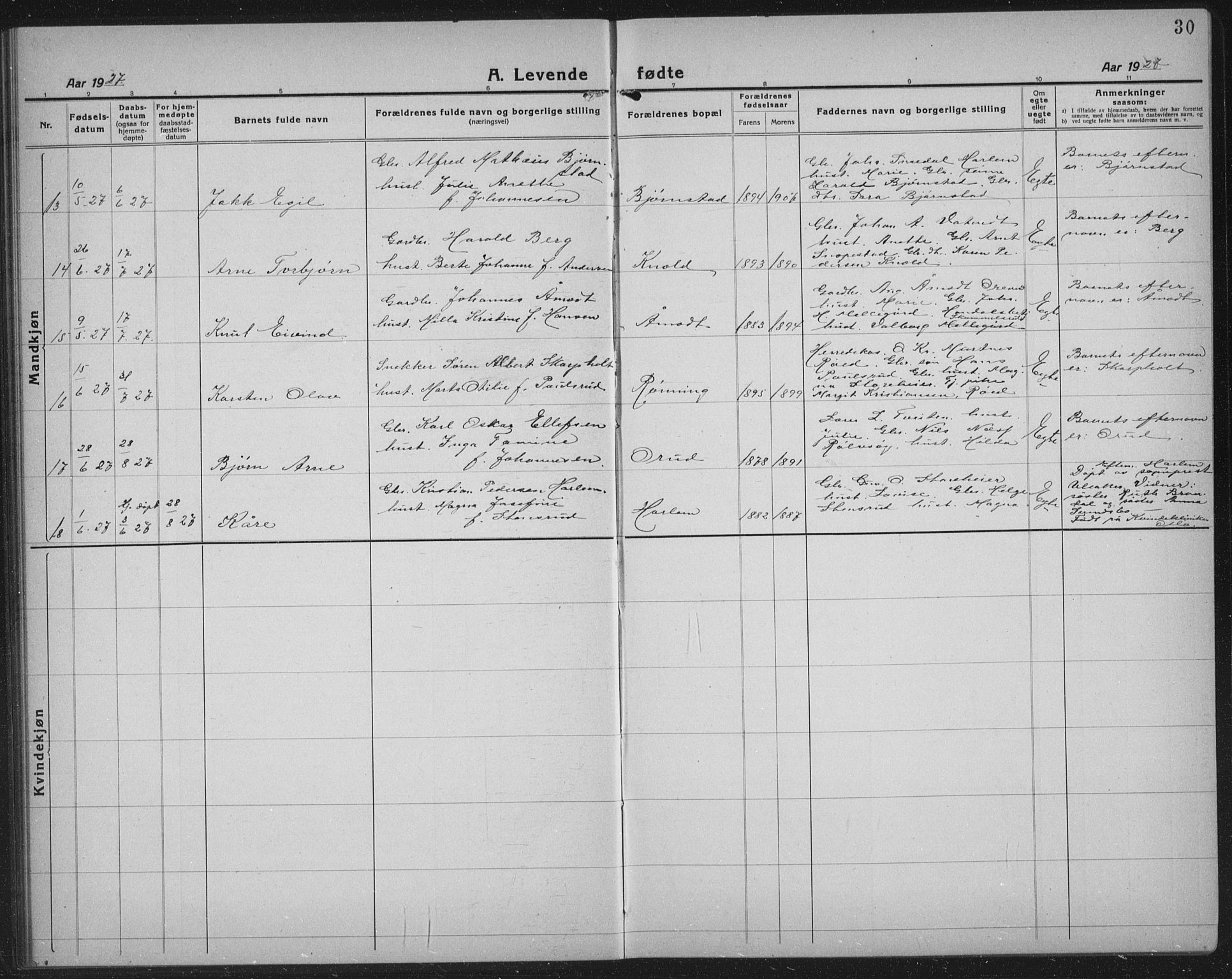 Rakkestad prestekontor Kirkebøker, AV/SAO-A-2008/G/Gb/L0003: Parish register (copy) no. II 3, 1920-1941, p. 30