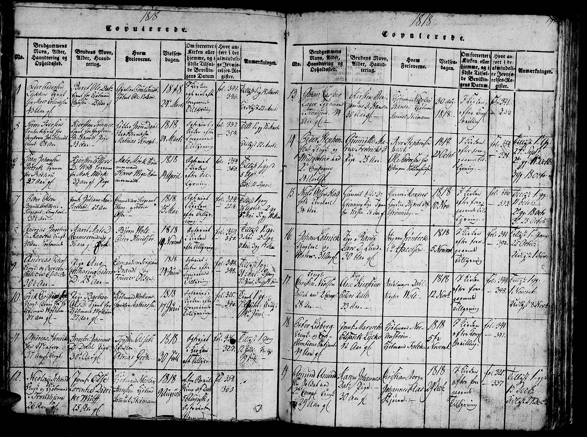 Ministerialprotokoller, klokkerbøker og fødselsregistre - Sør-Trøndelag, AV/SAT-A-1456/602/L0135: Parish register (copy) no. 602C03, 1815-1832, p. 192