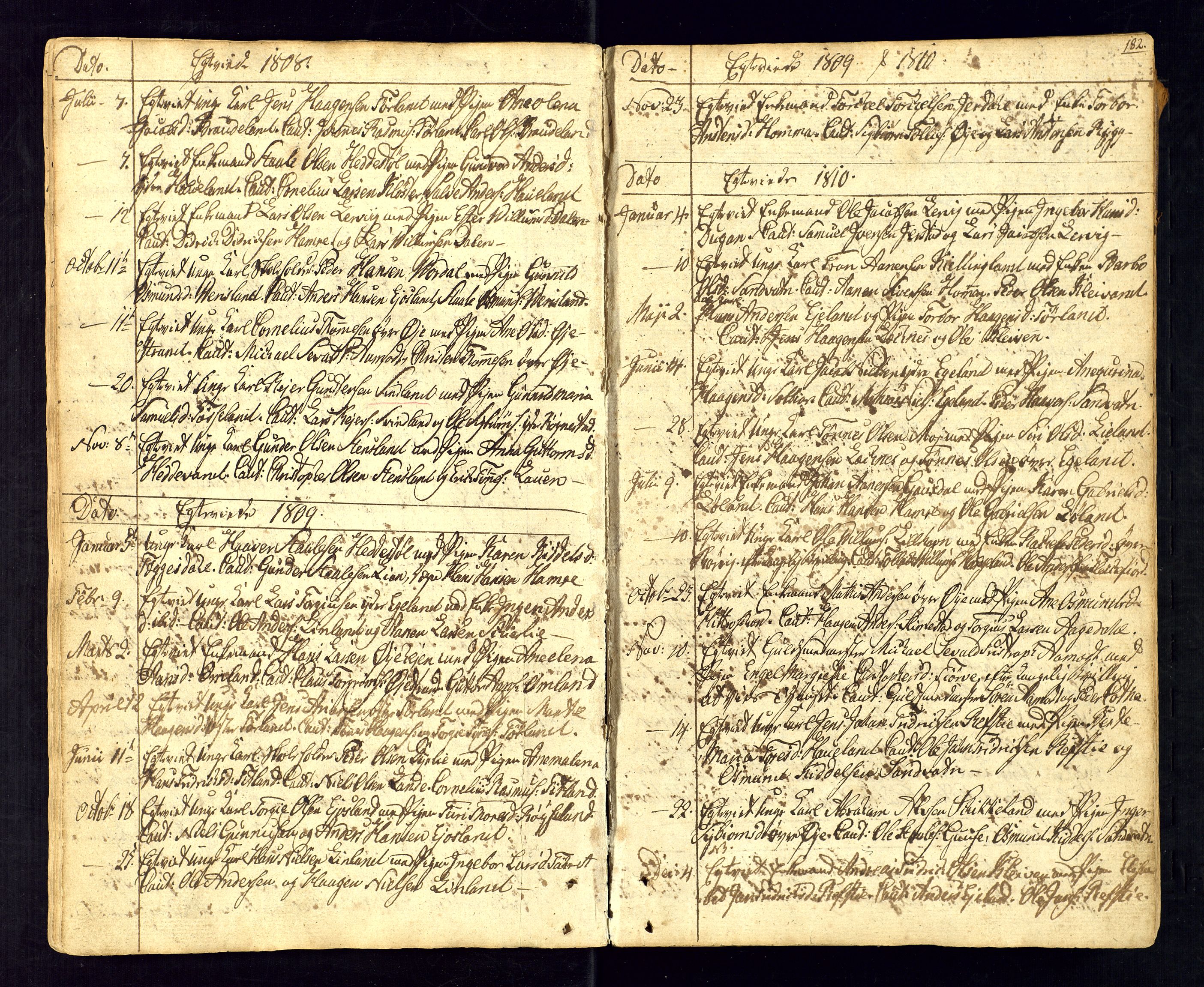 Kvinesdal sokneprestkontor, SAK/1111-0026/F/Fa/Fab/L0002: Parish register (official) no. A 2, 1789-1815, p. 182