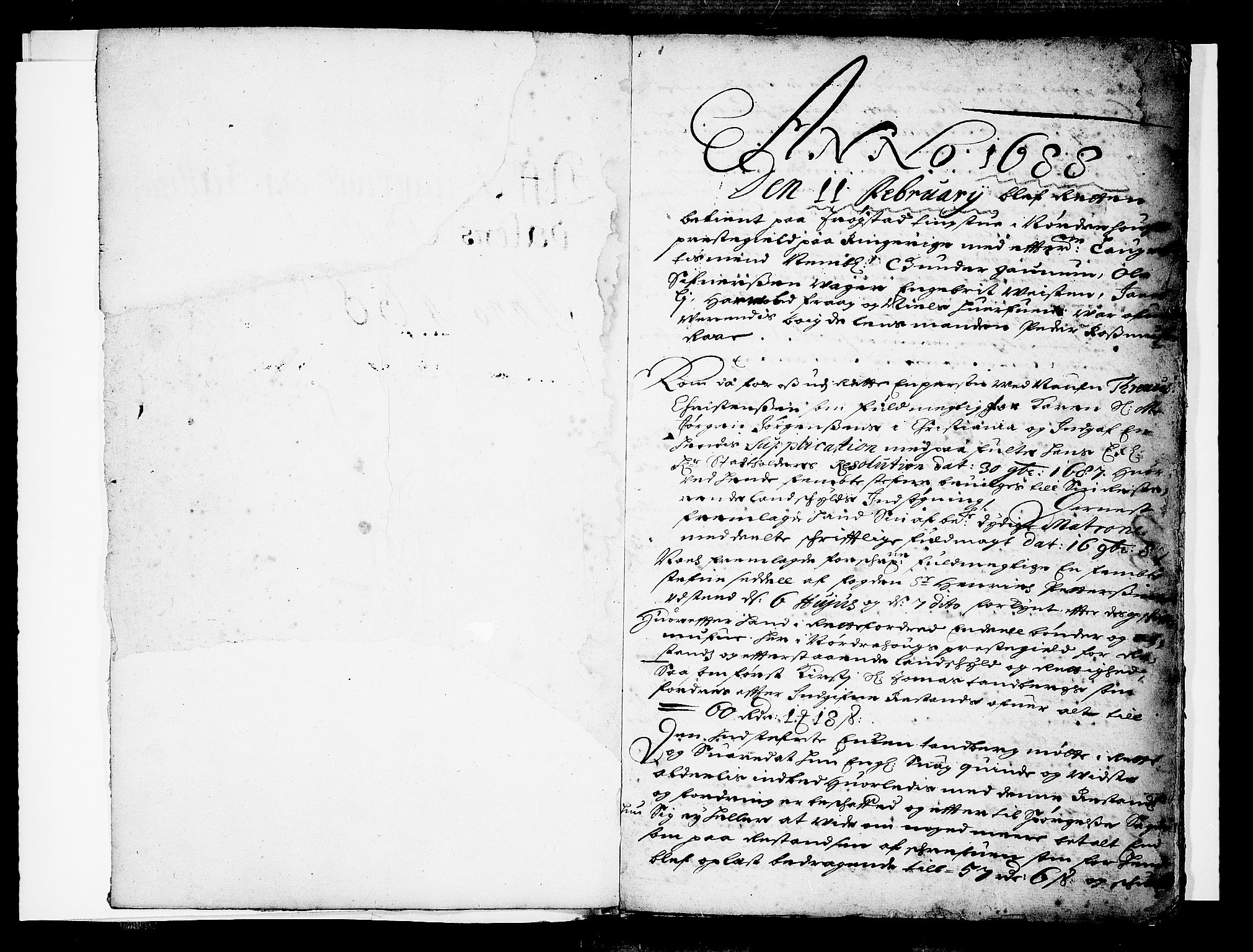 Ringerike og Hallingdal sorenskriveri, AV/SAKO-A-81/F/Fa/Fab/L0016: Tingbok - Sorenskriveriet, 1688, p. 1