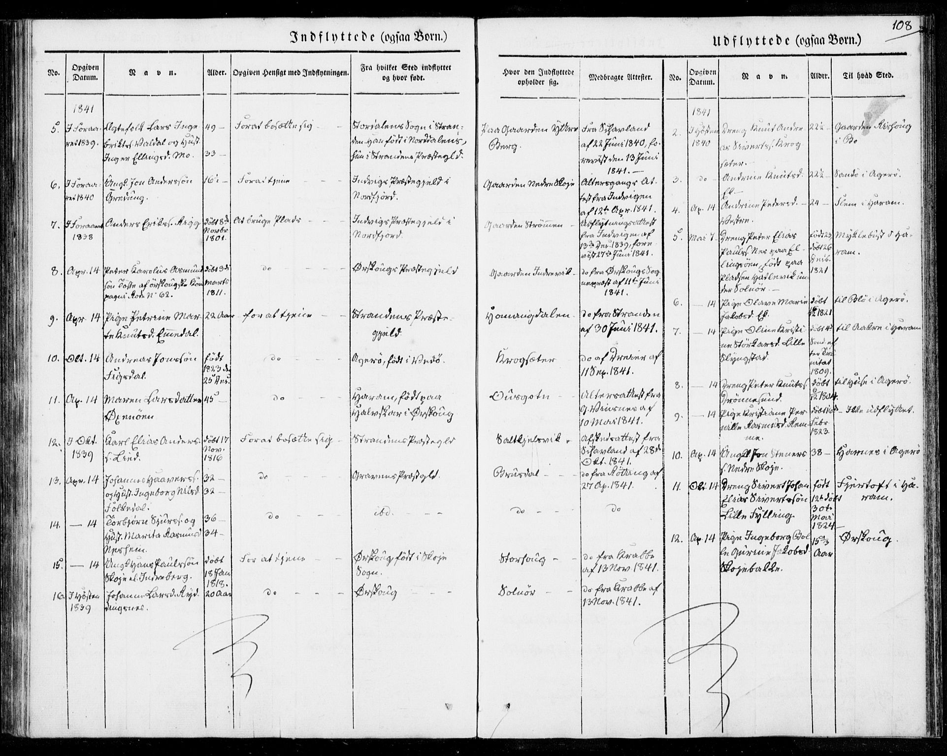 Ministerialprotokoller, klokkerbøker og fødselsregistre - Møre og Romsdal, SAT/A-1454/524/L0352: Parish register (official) no. 524A04, 1838-1847, p. 108