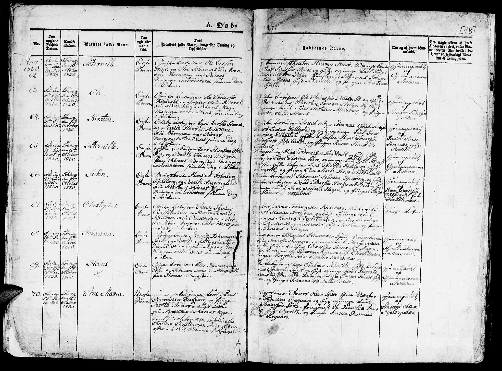 Ministerialprotokoller, klokkerbøker og fødselsregistre - Sør-Trøndelag, AV/SAT-A-1456/681/L0938: Parish register (copy) no. 681C02, 1829-1879, p. 18