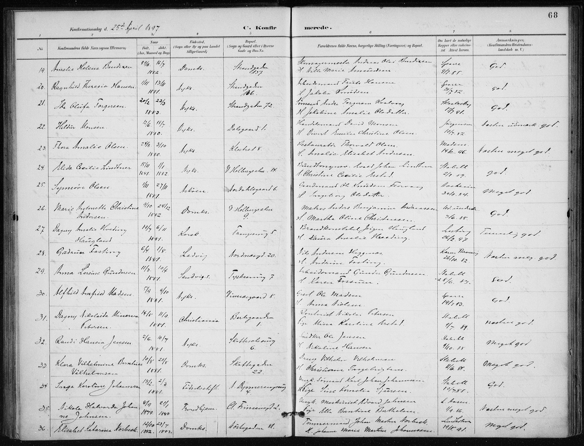 Nykirken Sokneprestembete, AV/SAB-A-77101/H/Haa/L0028: Parish register (official) no. C 7, 1887-1913, p. 68