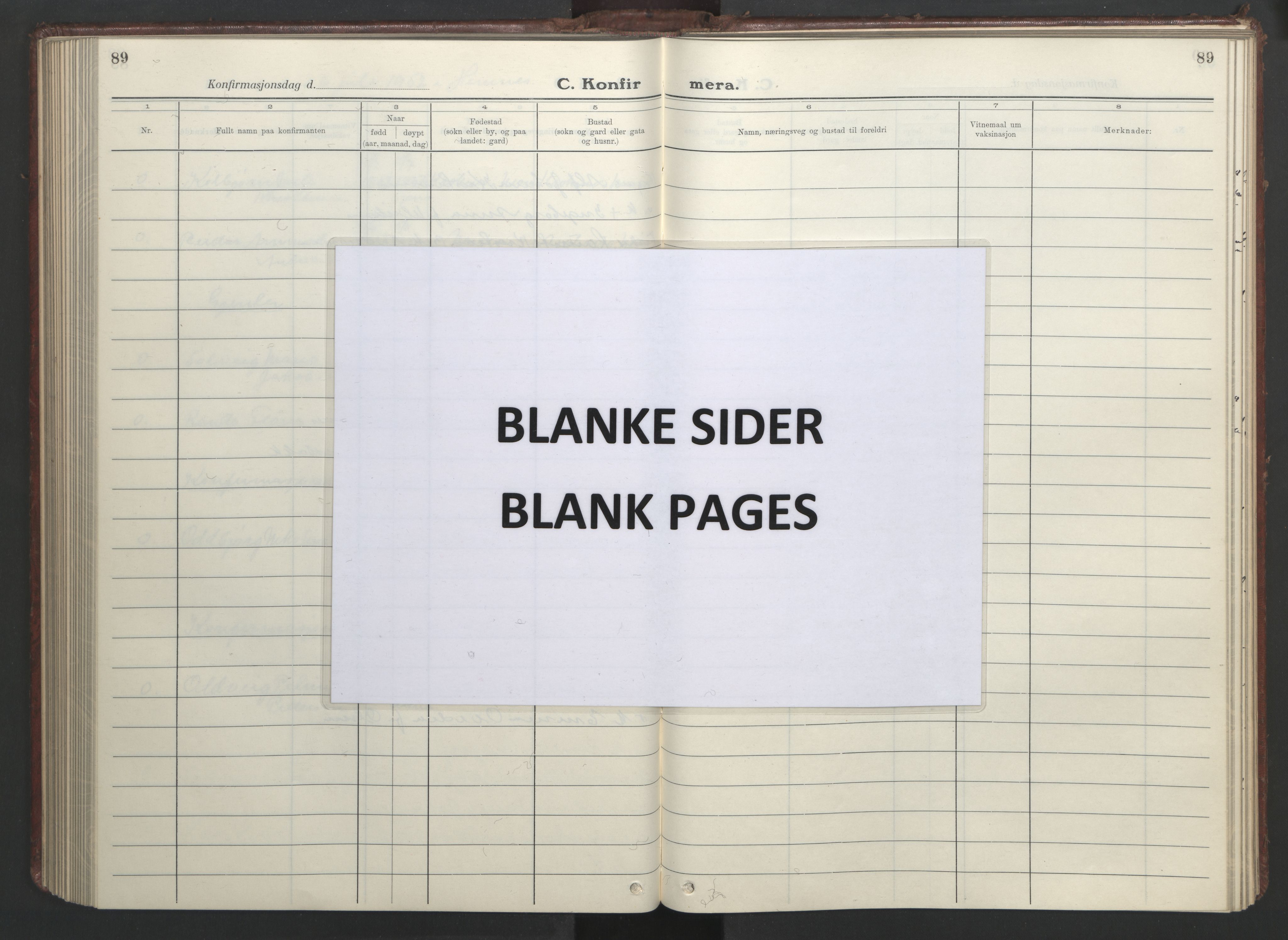 Ministerialprotokoller, klokkerbøker og fødselsregistre - Nordland, AV/SAT-A-1459/838/L0561: Parish register (copy) no. 838C08, 1923-1953, p. 89