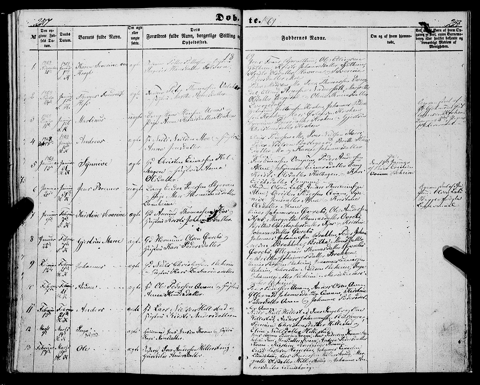 Hafslo sokneprestembete, AV/SAB-A-80301/H/Haa/Haaa/L0009: Parish register (official) no. A 9, 1852-1873, p. 257-258