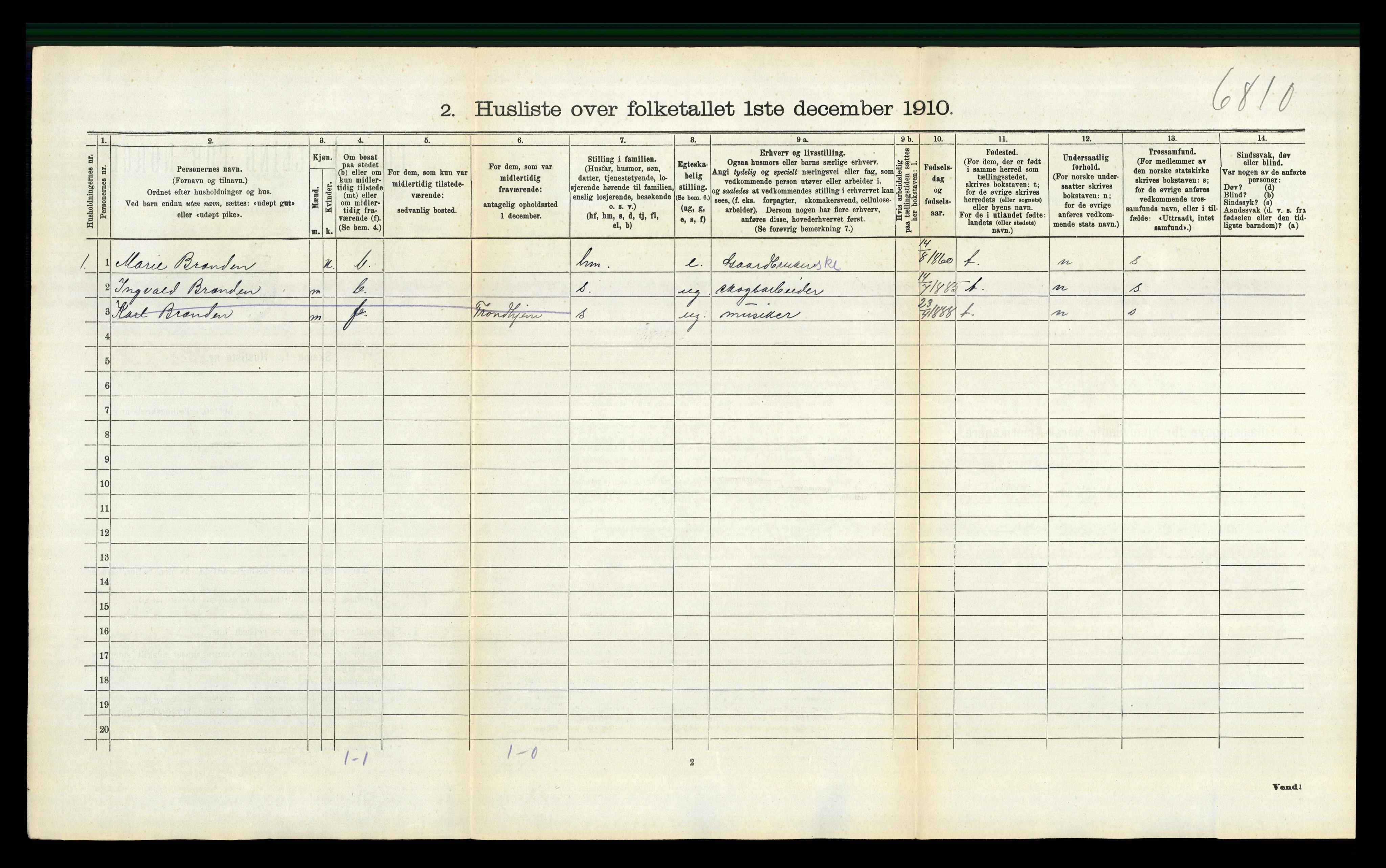 RA, 1910 census for Trysil, 1910, p. 974