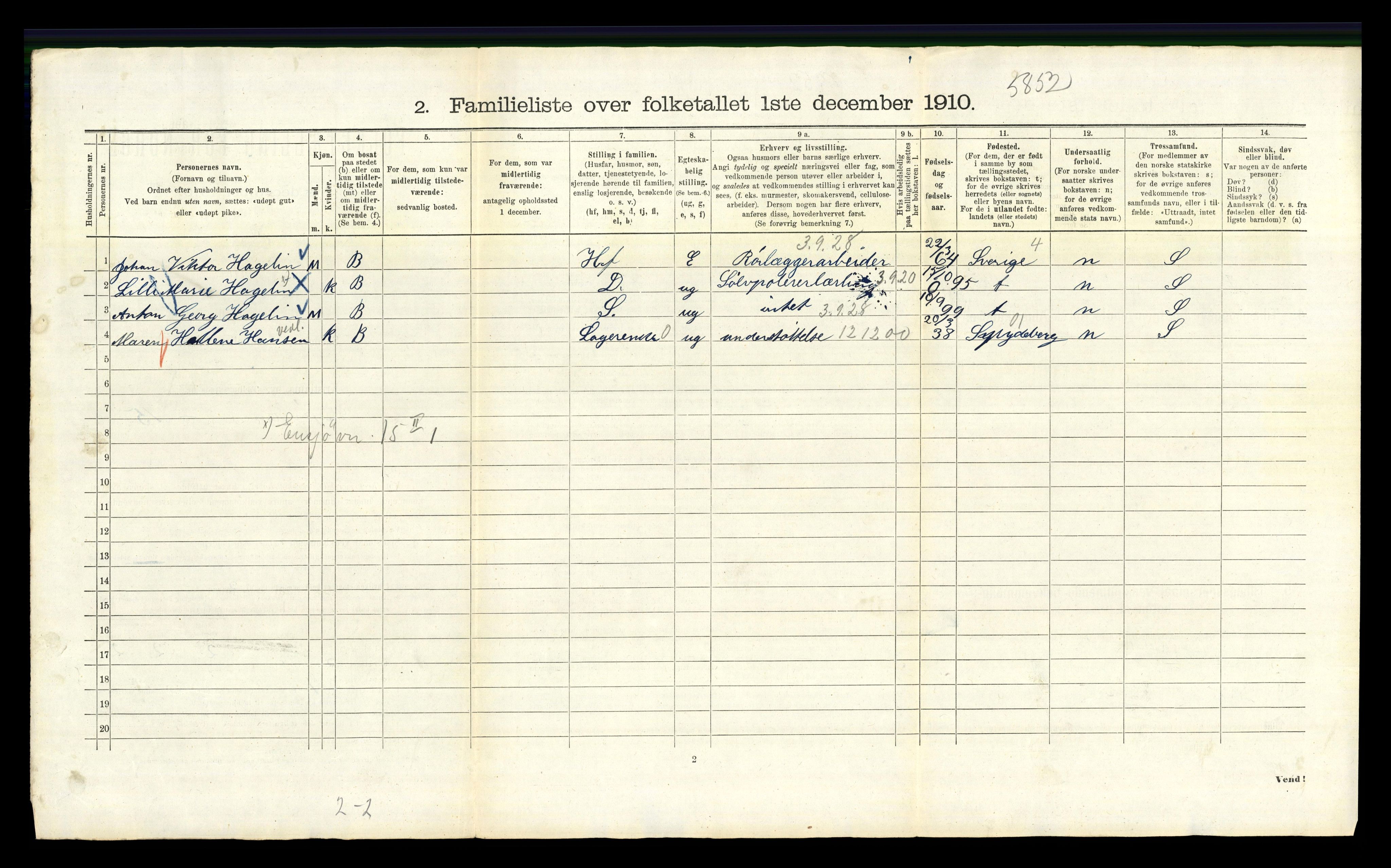 RA, 1910 census for Kristiania, 1910, p. 21226