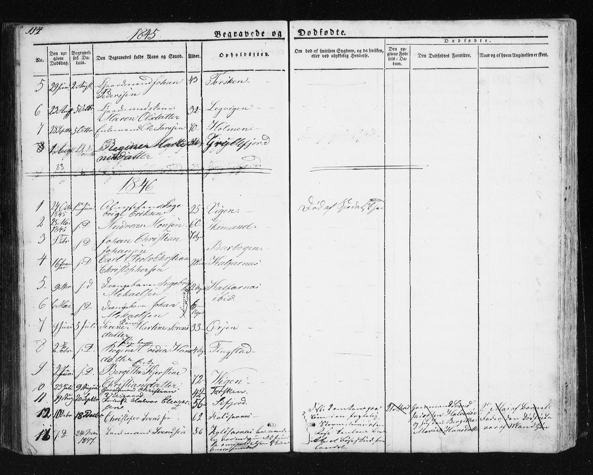 Berg sokneprestkontor, SATØ/S-1318/G/Ga/Gab/L0011klokker: Parish register (copy) no. 11, 1833-1878, p. 114