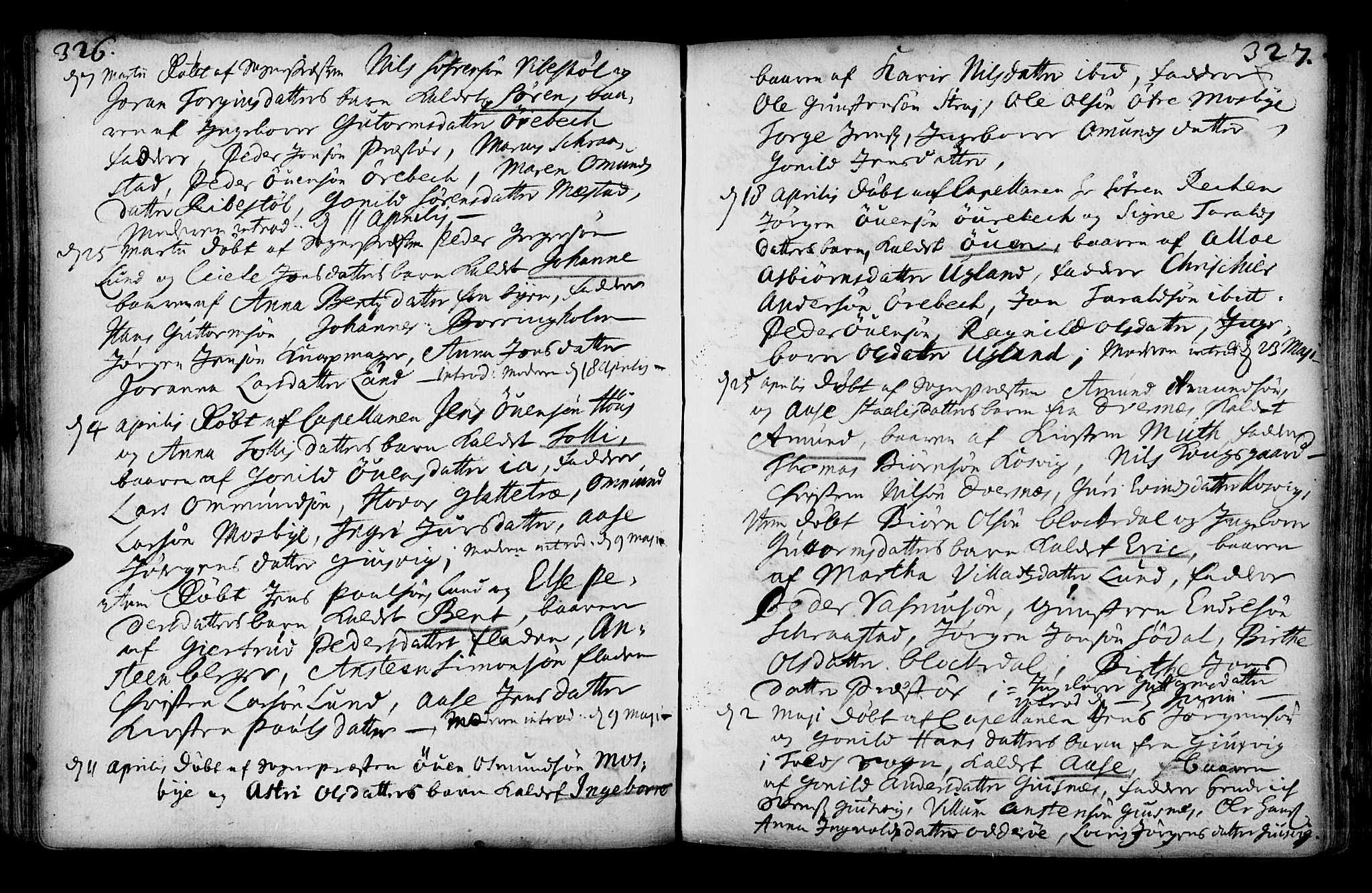 Oddernes sokneprestkontor, SAK/1111-0033/F/Fa/Faa/L0001: Parish register (official) no. A 1, 1692-1718, p. 326-327