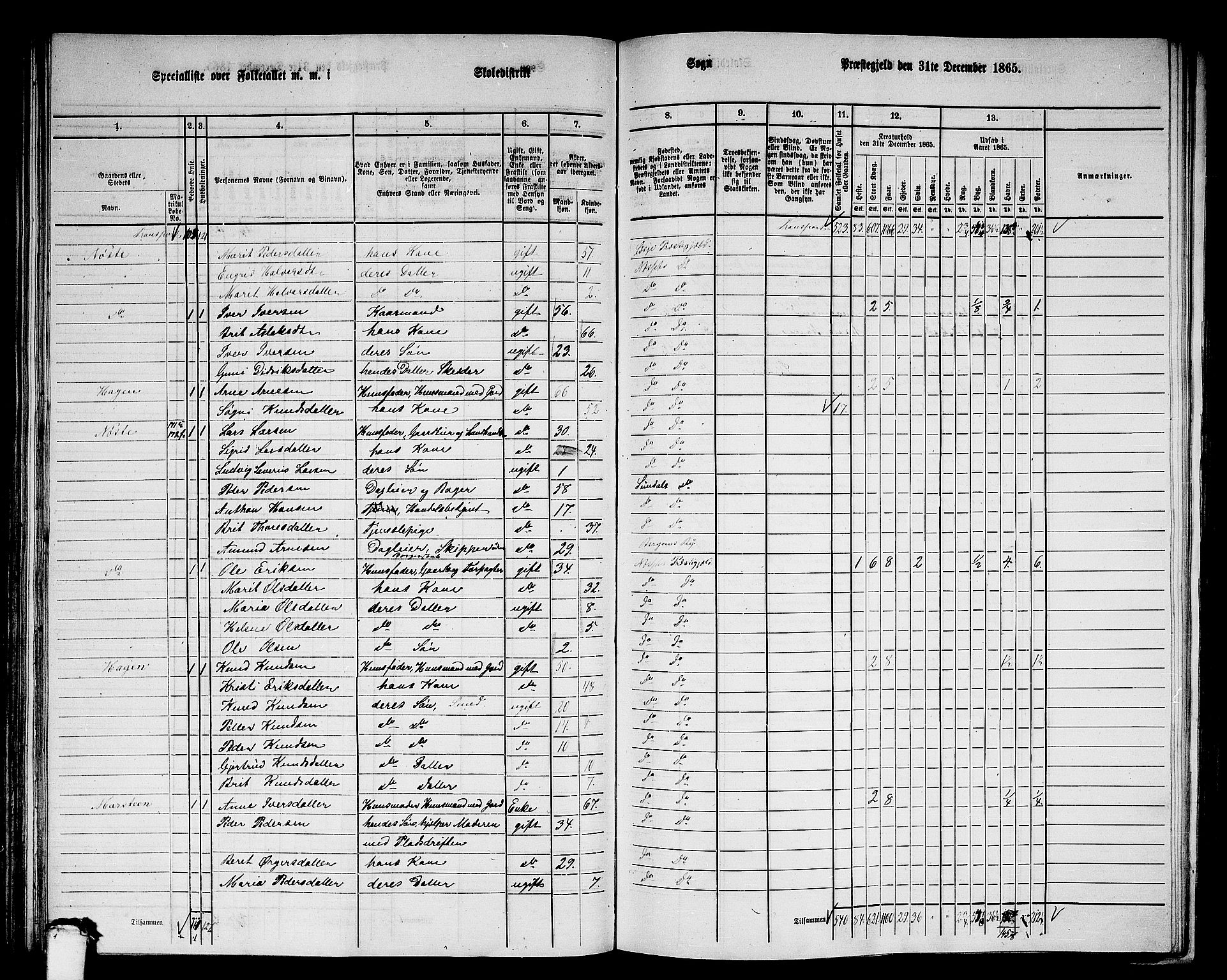 RA, 1865 census for Nesset, 1865, p. 116