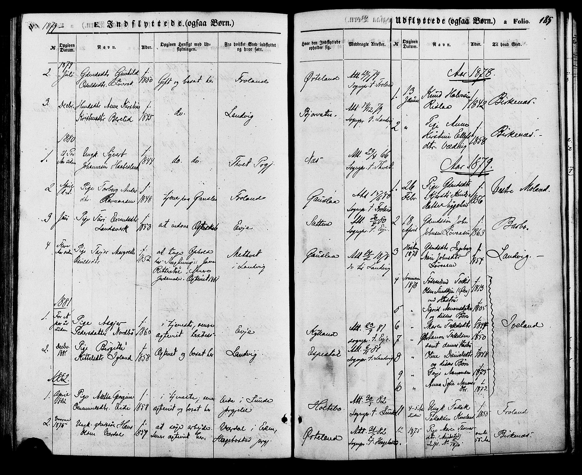 Herefoss sokneprestkontor, AV/SAK-1111-0019/F/Fa/Faa/L0002: Parish register (official) no. A 2, 1861-1886, p. 185